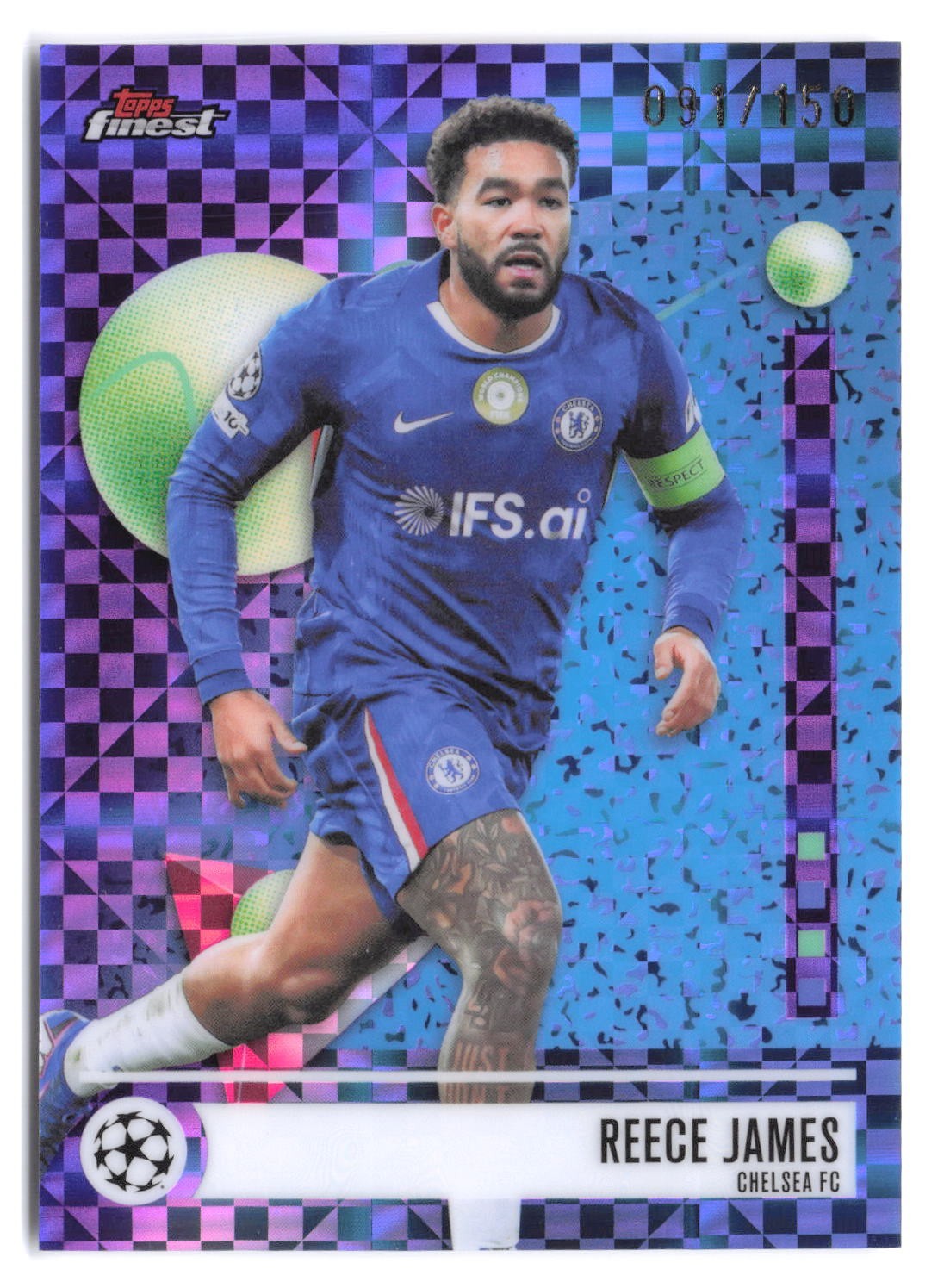 2025-26 Topps Finest UEFA Reece James #47 Purple Checkerboard Refractor /150