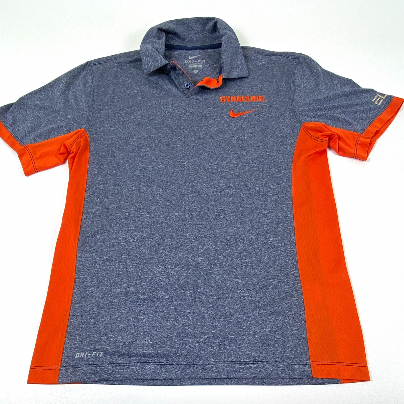 Nike Dri-FIT Syracuse Orange Polo Shirt Short Sleeve Size S Gray Orange.