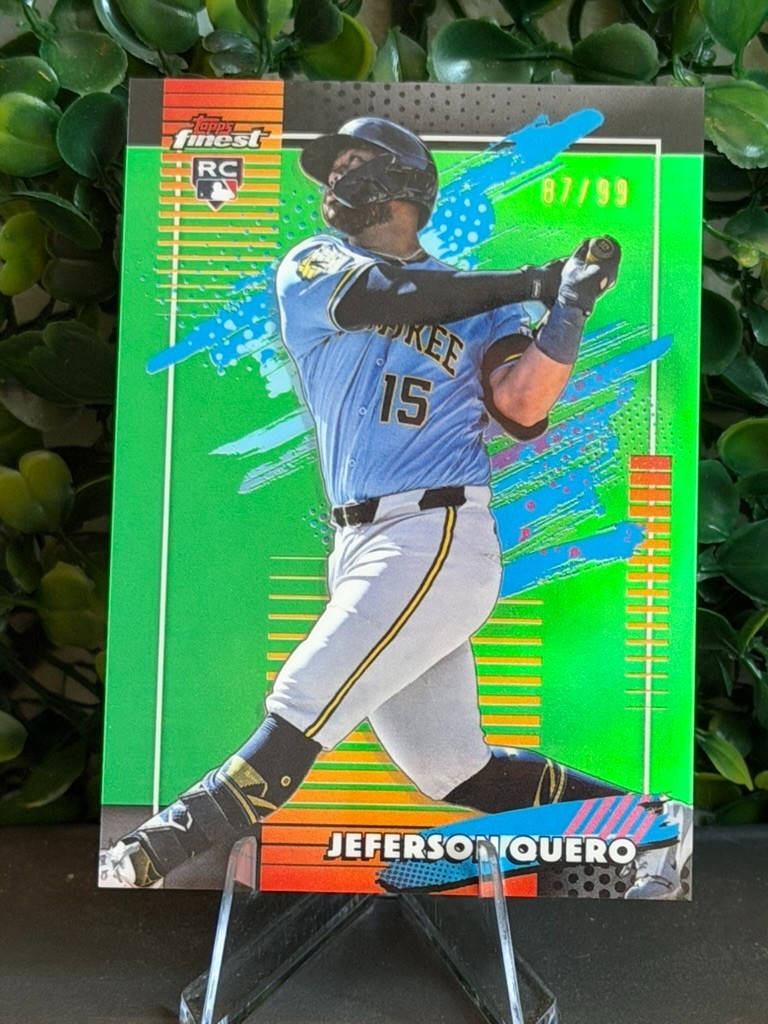2026 Topps Finest Jeferson Quero RC RC #103 Green Refractor /99 – Brewers