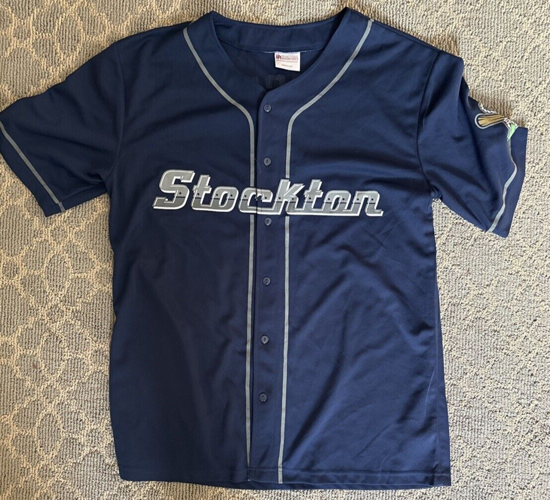 Stockton Ports Signed Addison Russell Promotional Adventures Blue BaseballJersey