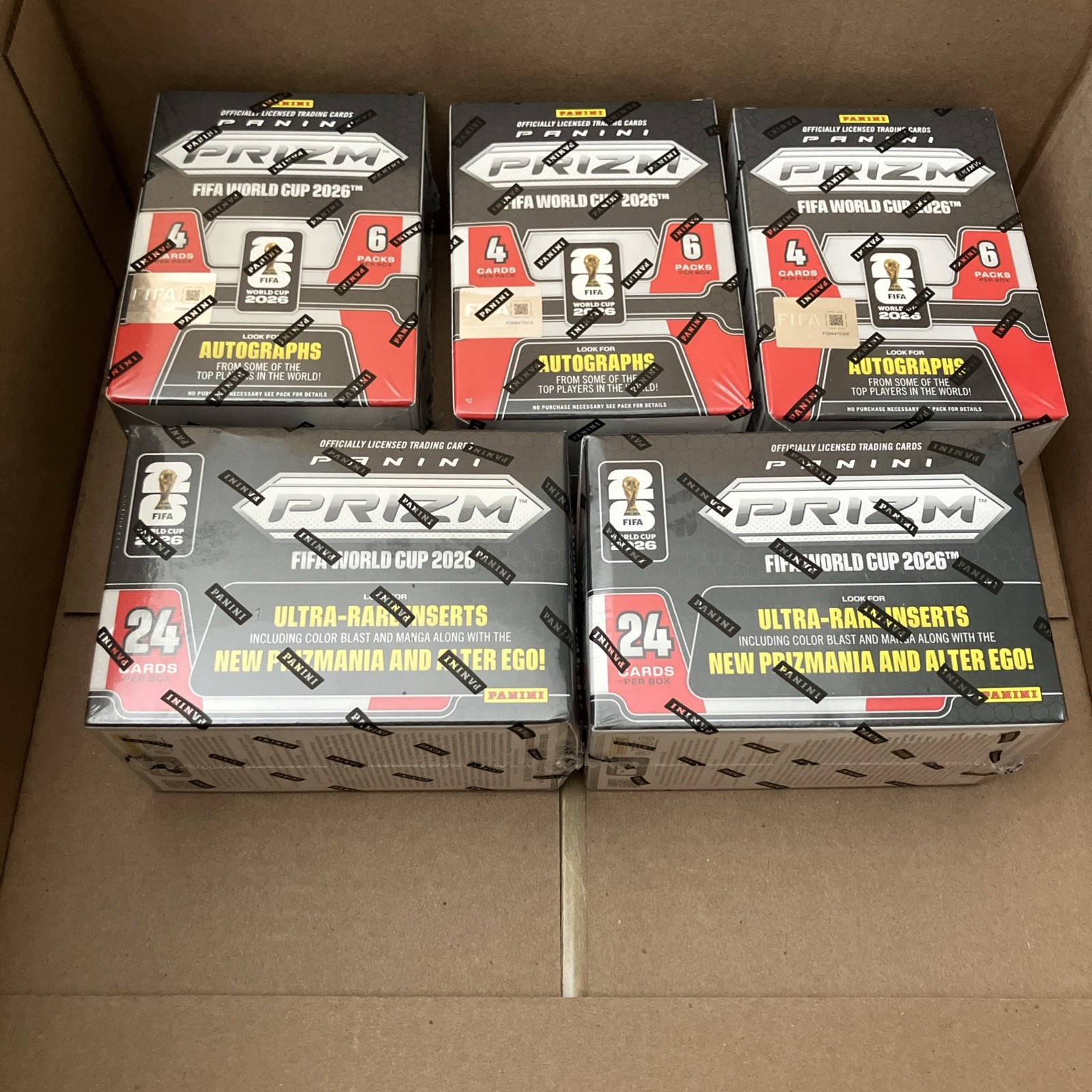 2026 Panini PRIZM FIFA World Cup Red Blaster Box LOT OF 5 SEALED