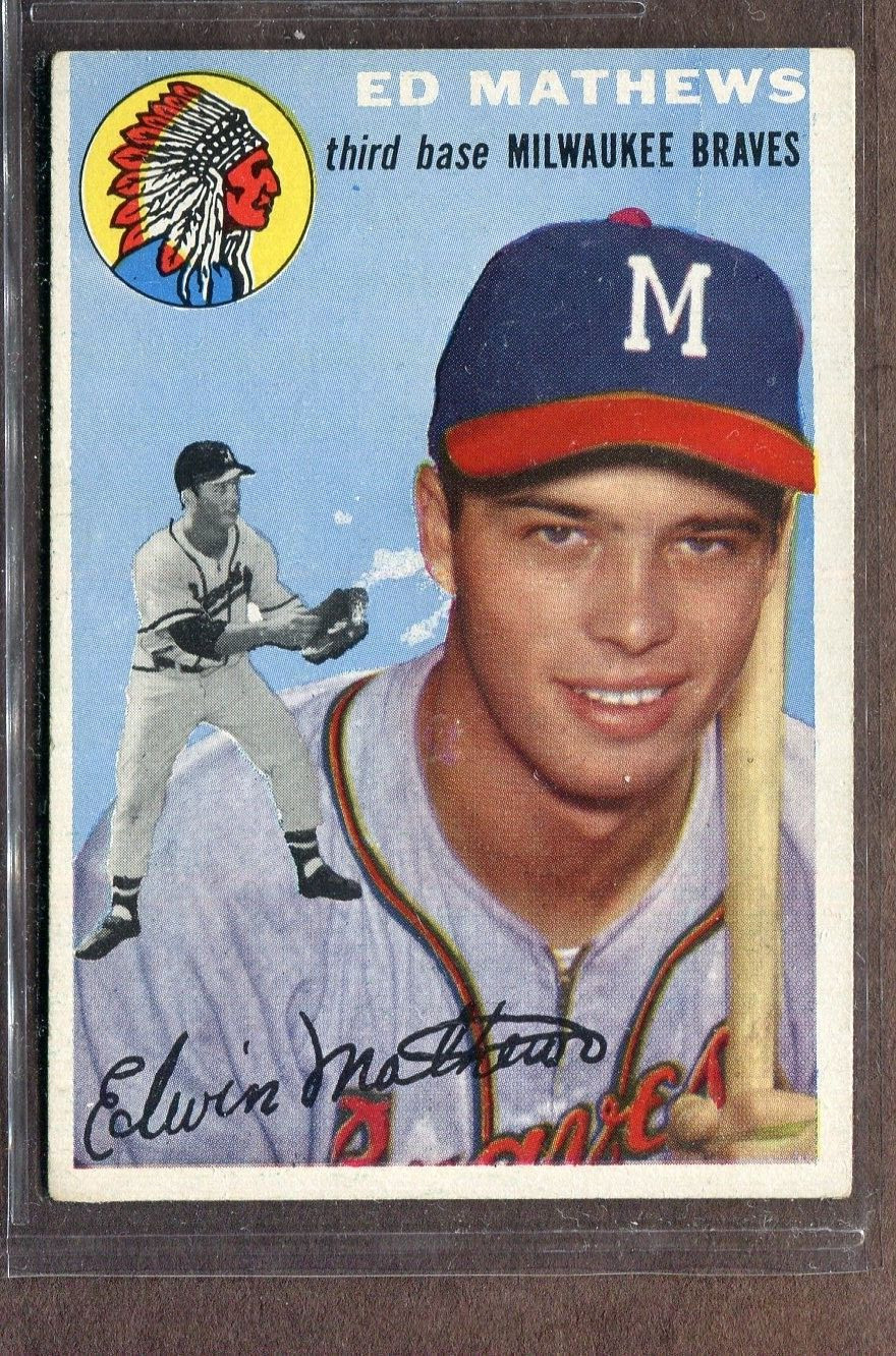 1954 Topps Set-Break # 30 Eddie Mathews VG-VGEX JAYSACE