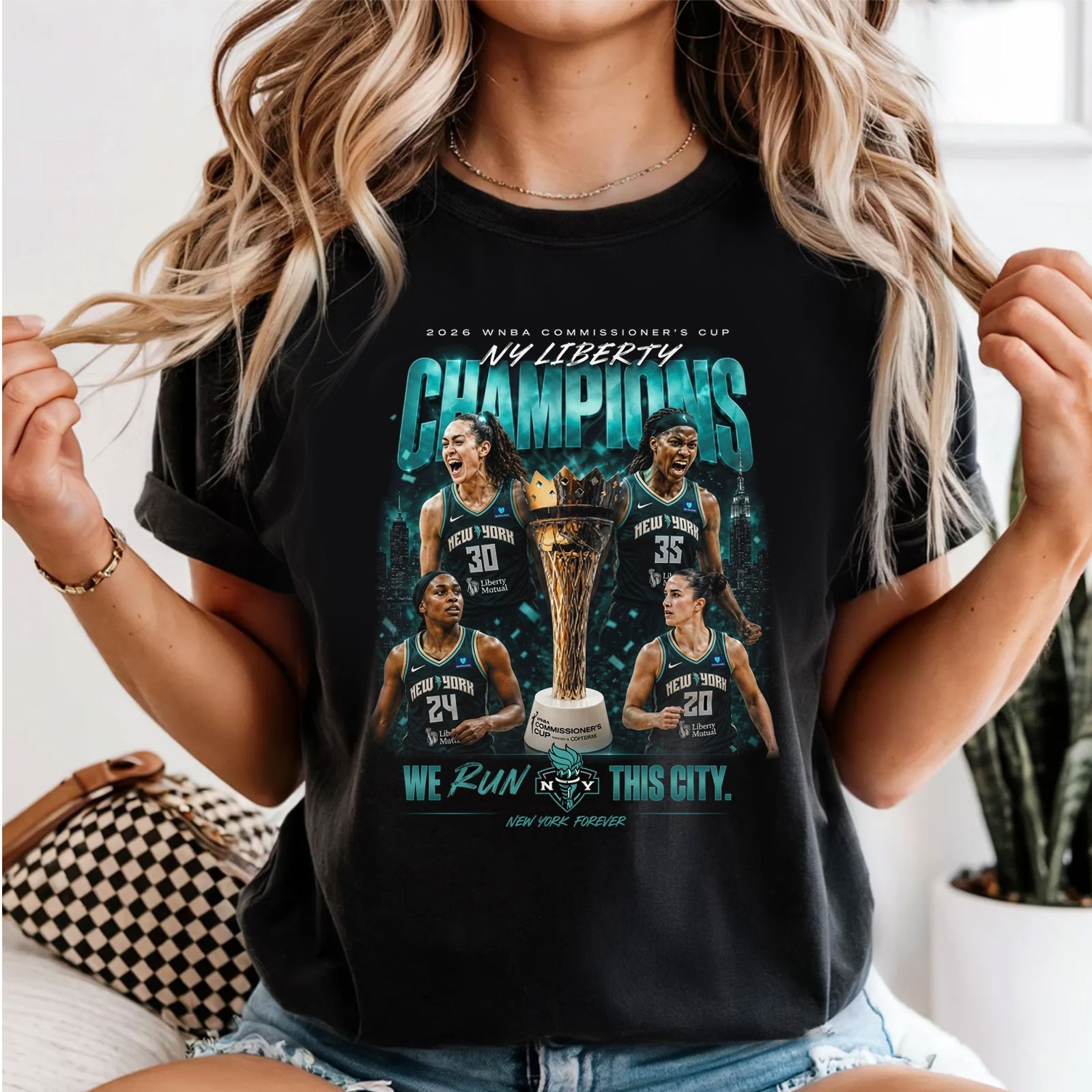 Liberty Shirts New York Liberty Commissioner’s Cup 2026 Champions Black T Shirt