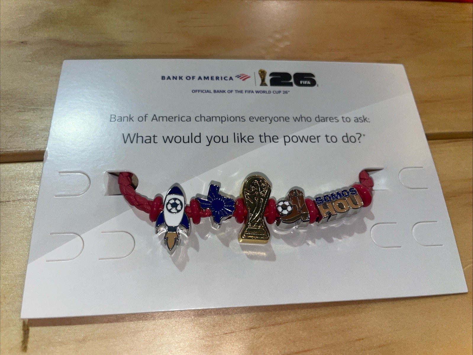 FIFA World Cup 2026 Bank of America Houston TX Charm Bracelet + Rare Gold Trophy