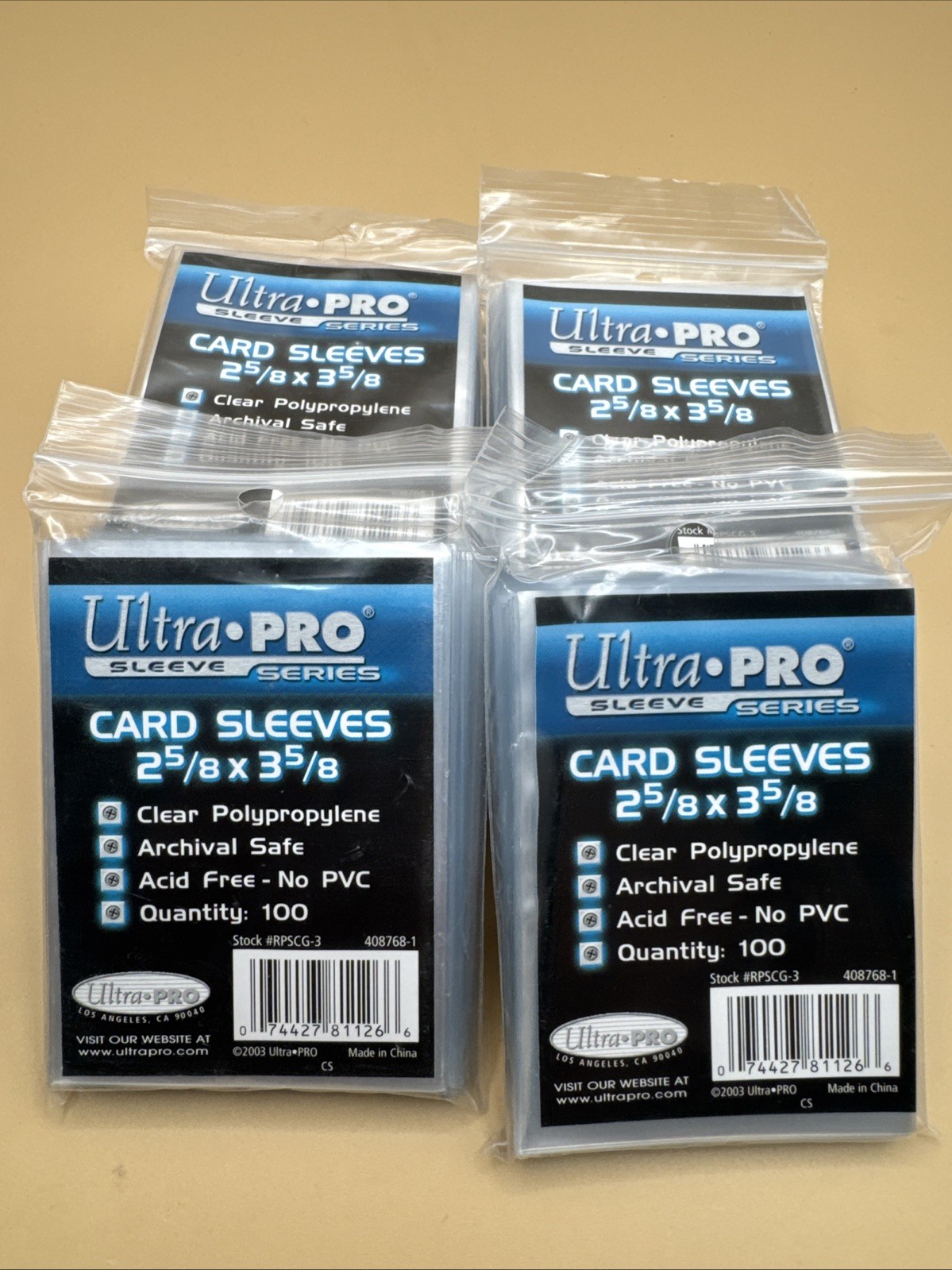 Lot of 10 – 100ct Ultra Pro Card Sleeves (Soft / Penny) 2 5/8″ x 3 5/8″ No PVC