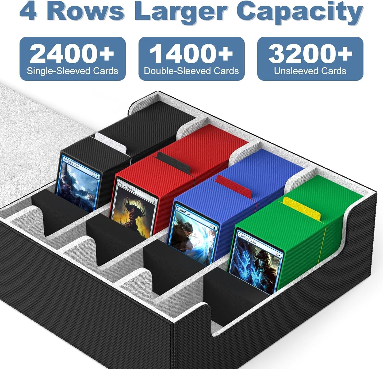 Large Capacity Card Storage Box – 4 Rows for MTG, TCG, Football & Baseball Cards