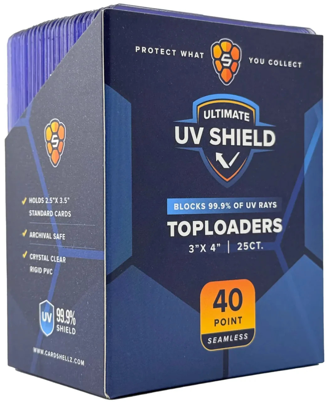 Card Shellz 3×4 40PT UV Blue Tint Toploader 25ct