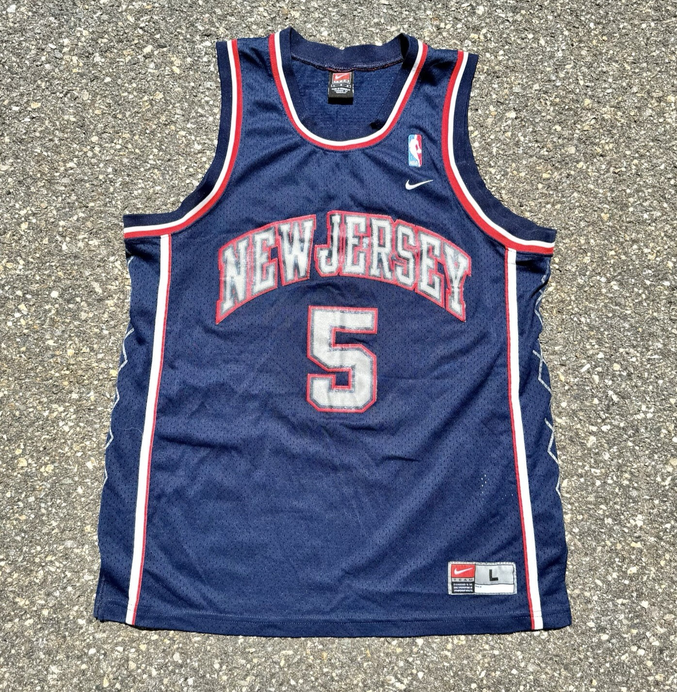 Vintage New Jersey Nets Jason Kidd Nike NBA Basketball Jersey Size L Large Blue