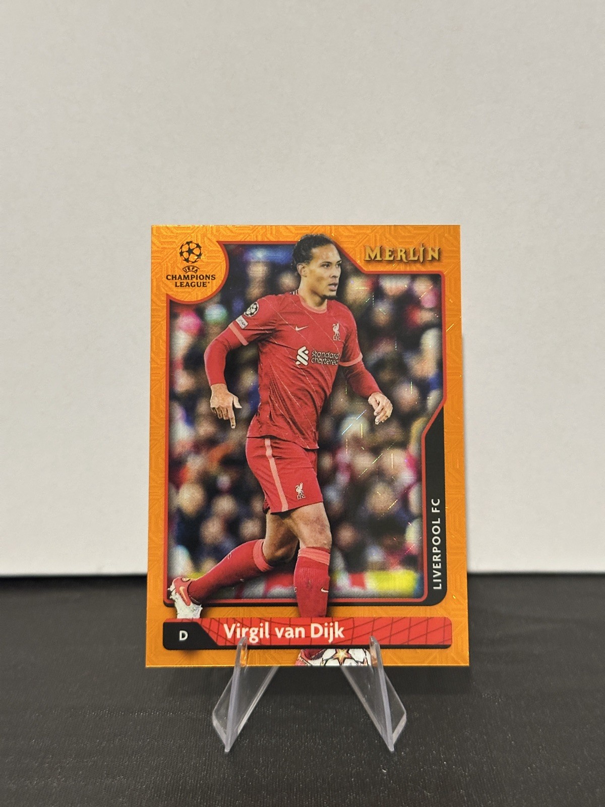 2021-22 Merlin Chrome Virgil Van Dijk Orange Mojo /25 Liverpool SP
