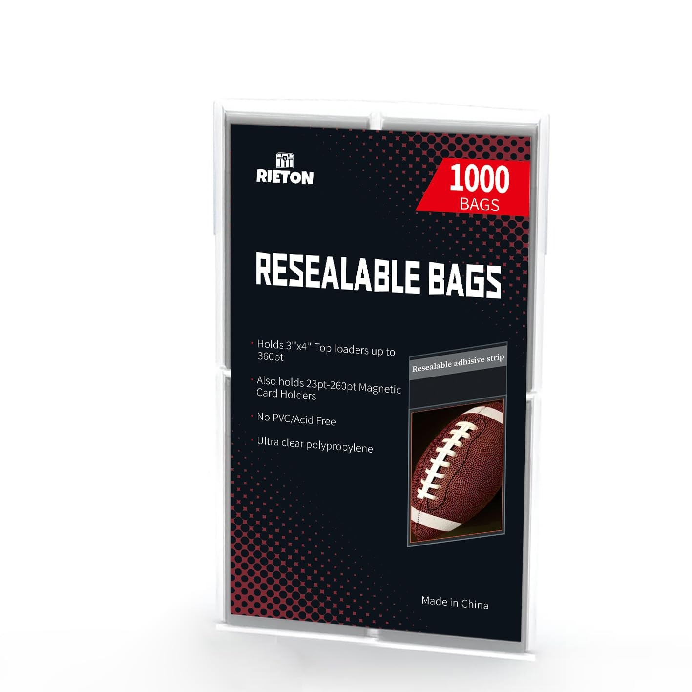 Rieton 1000 Resealable Archival Quality Polypropylene Team Set Card Sleeves