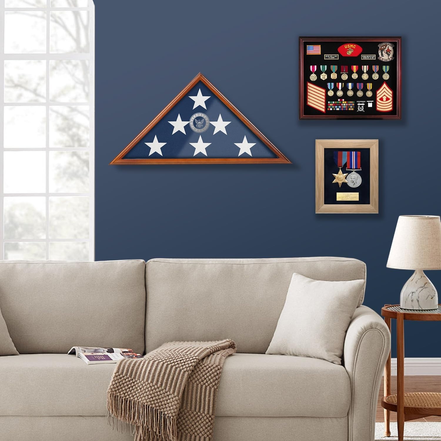 Triangular Wooden Burial Flag Display Case – 9.5×5 for Veterans’ Memorial Flags