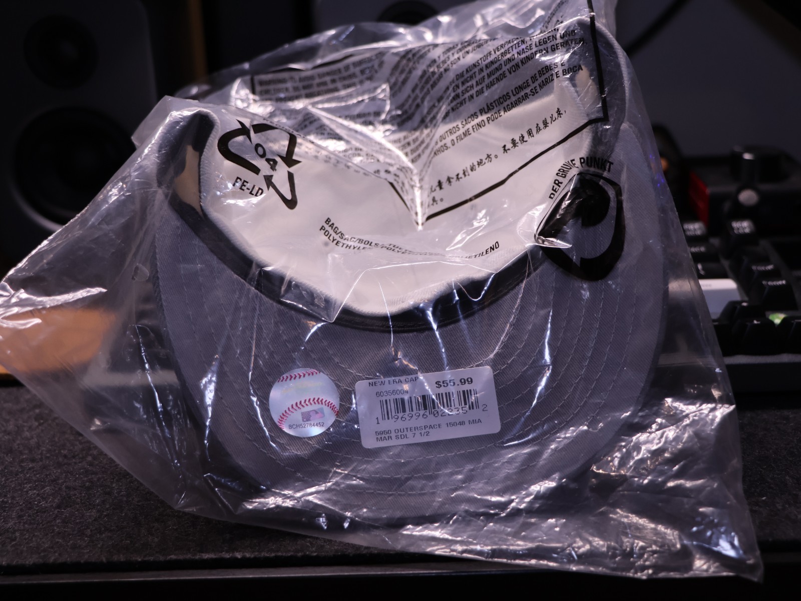 New Era Miami Marlins Grey Outer Space 7 1/2 fitted cap- Brand New