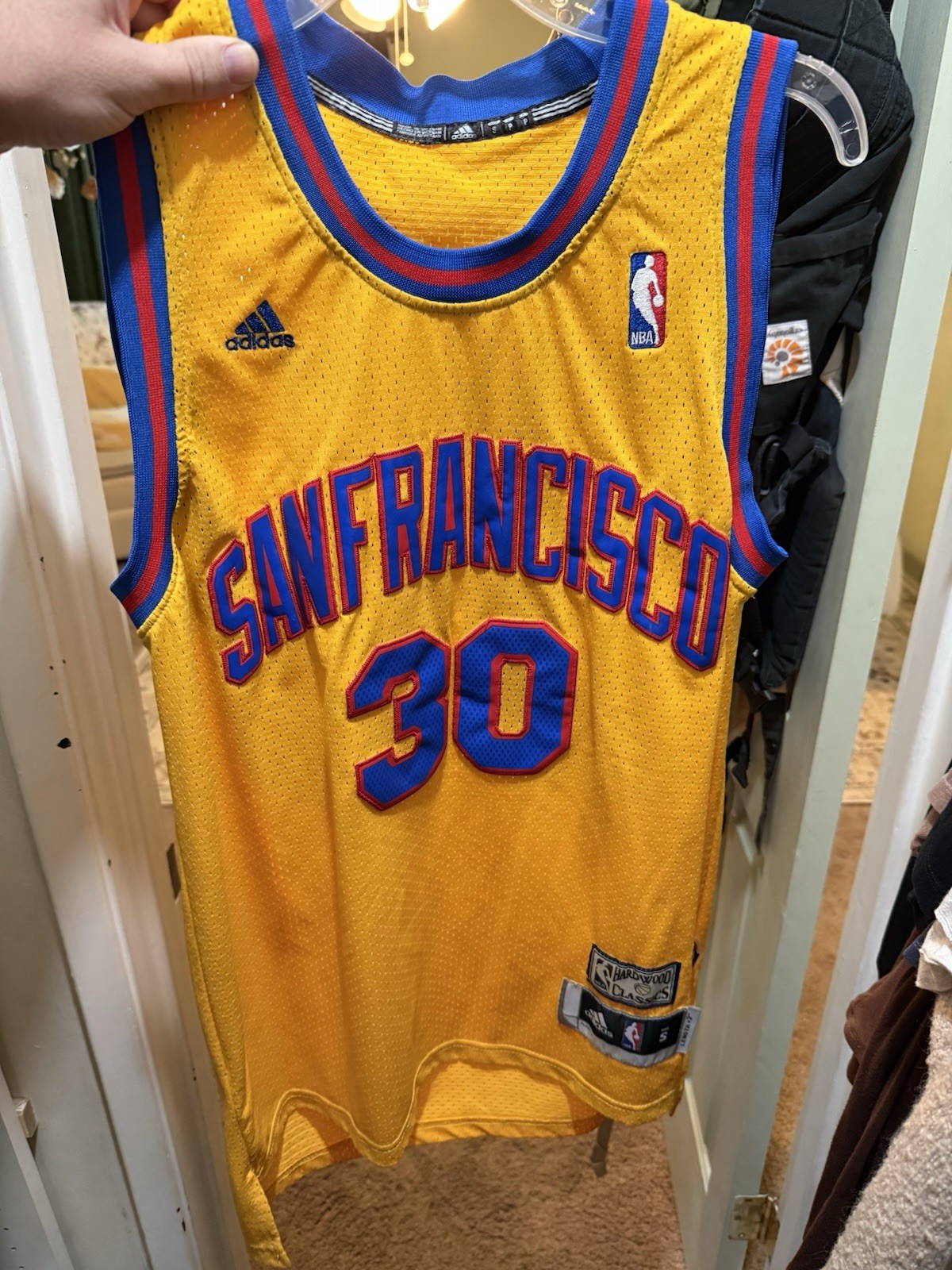 adidas NBA San Francisco Warriors Curry #30 Jersey Yellow Blue Red Size 54