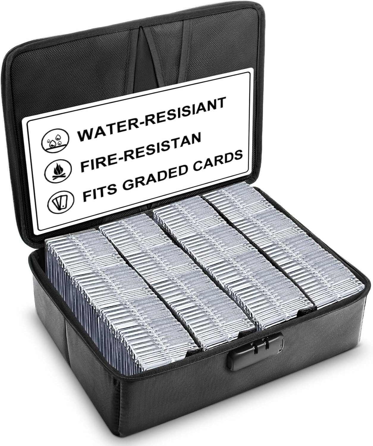 Dansydaisy 102+ 4 Row Graded Card Storage Box with Combination Lock, Waterproof