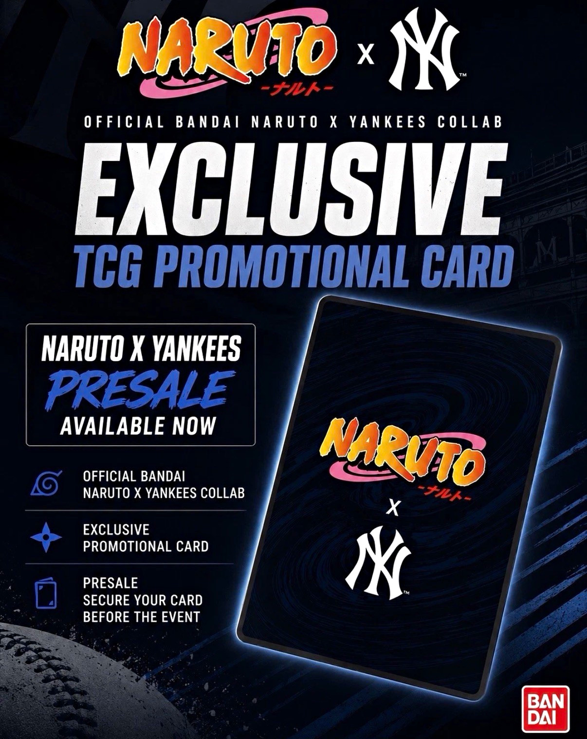 Bandai Naruto x Yankees Collab NY Yankees Exclusive Promo TCG Card