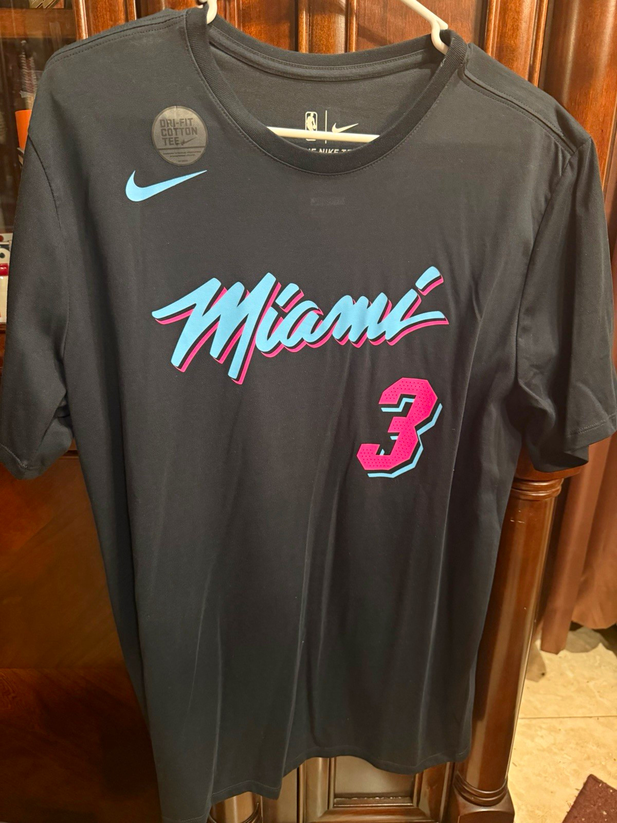 Nike Dri-FIT NBA Miami Heat Dwyane Wade City Edition Shirt Black Mens Size L