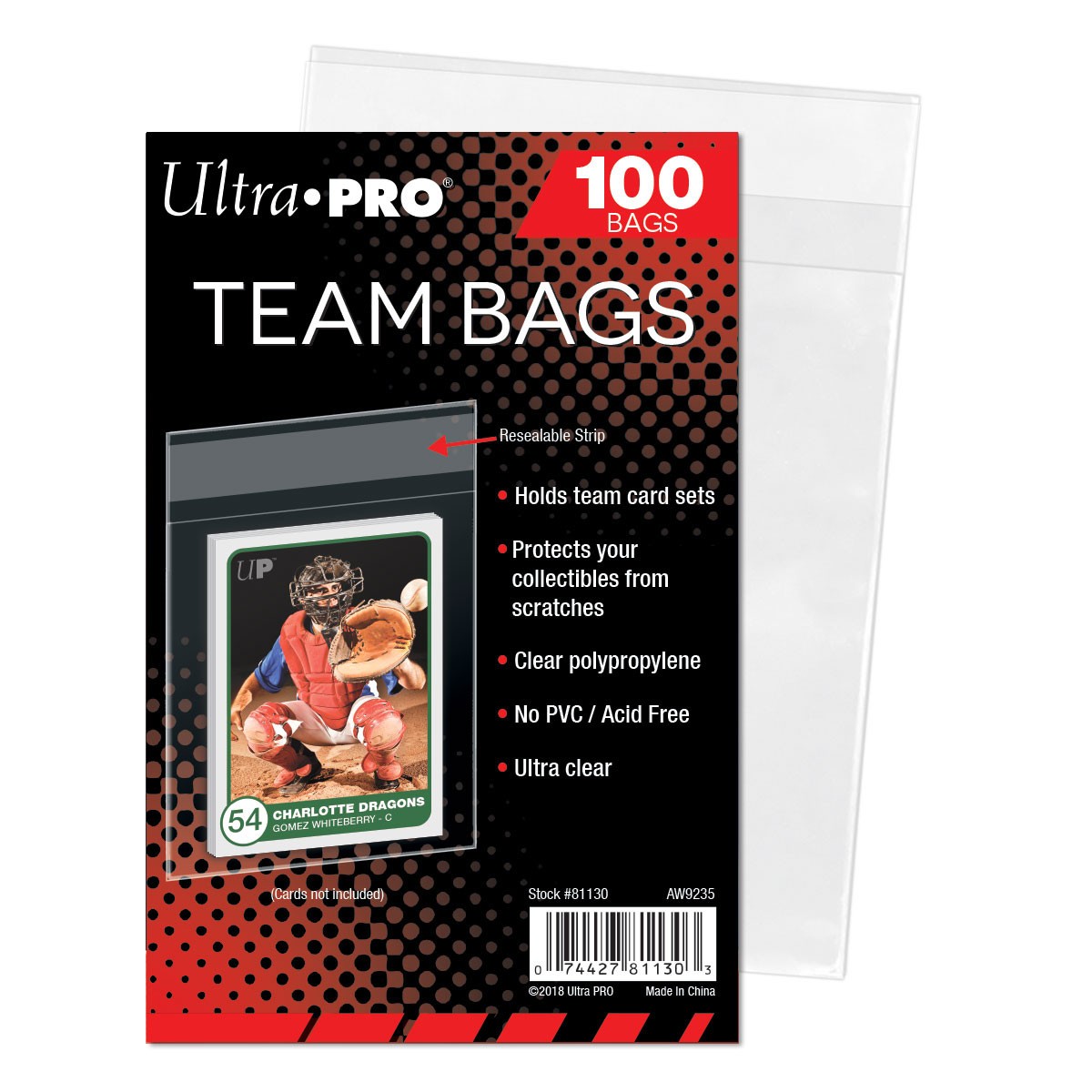 Ultra Pro Team Bags (100 per pack) ,Archival-grade, acid-free and non-PVC