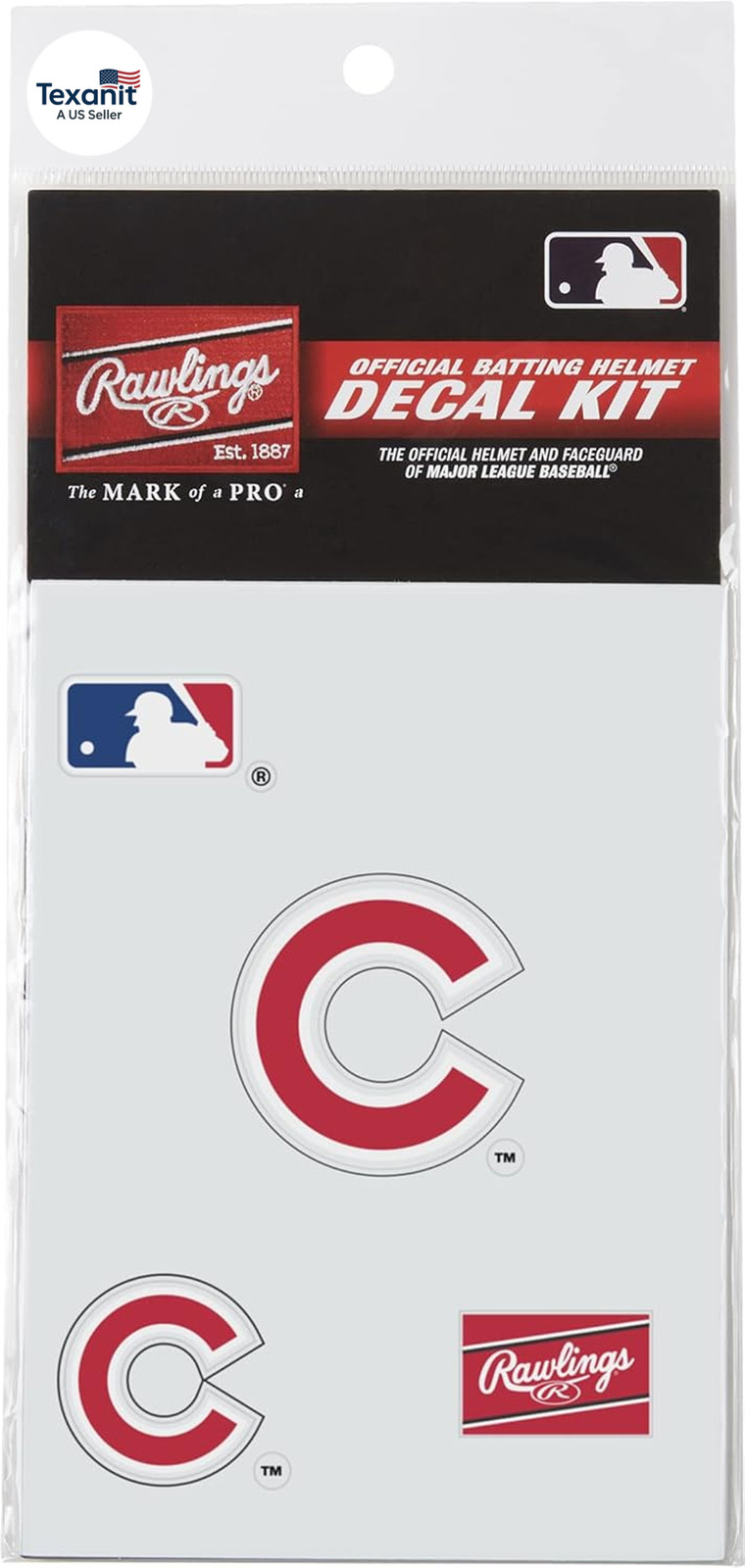 Rawlings MLB Authentic Baseball Helmet Decal Kit, (All Team Options)