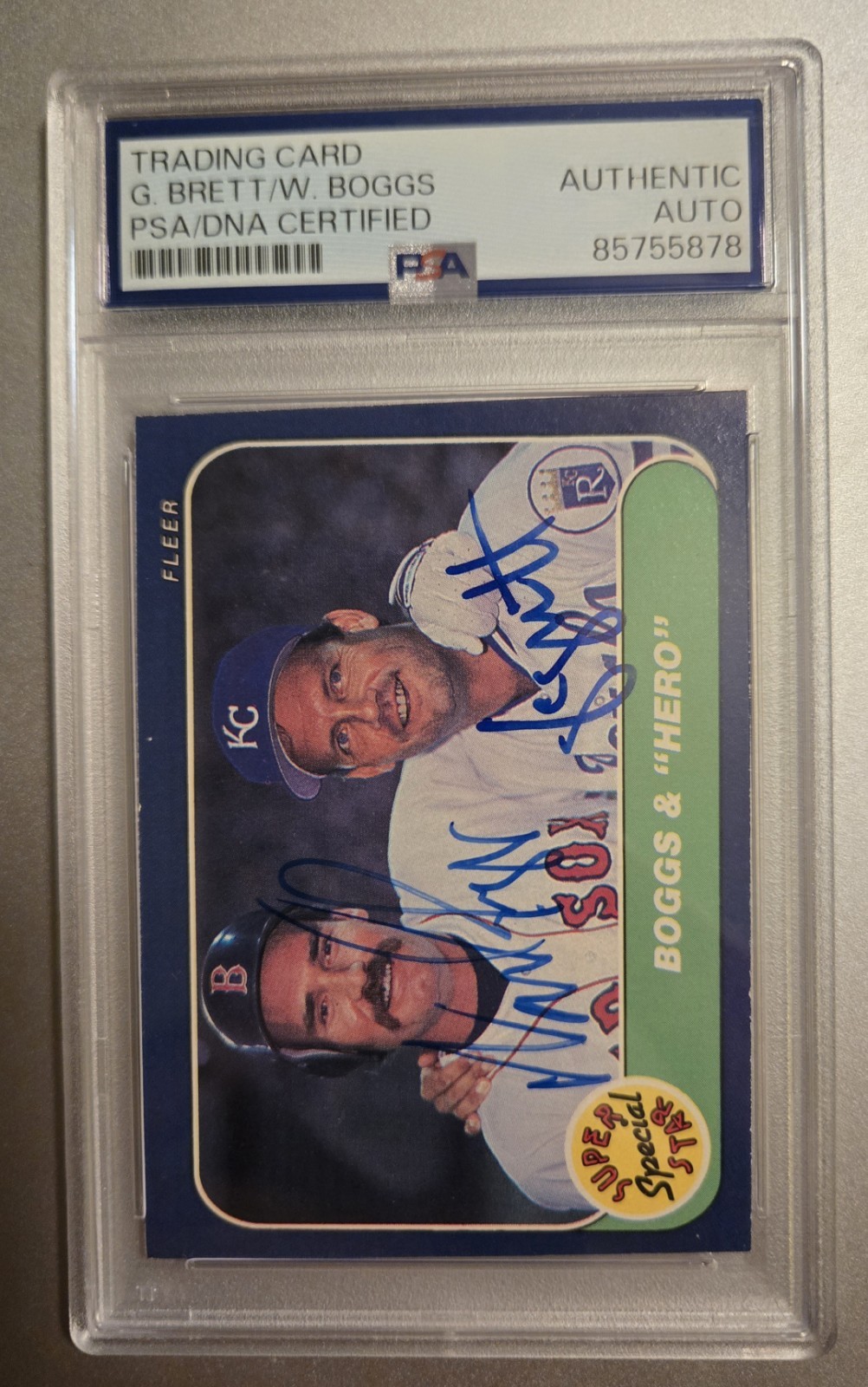 1986 Fleer – Wade Boggs, George Brett #634 Autograph PSA AUTO