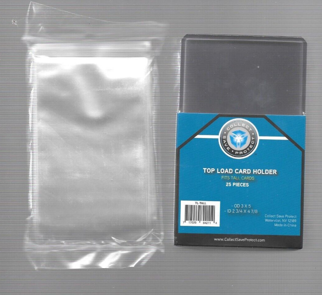 25 TALL TOP LOADS TOPLOADERS PLUS 25 TALL SOFT SLEEVES 3 X 5 FREE SHIPPING