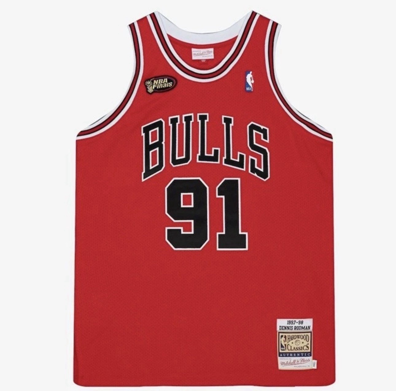 Mitchell & Ness Chicago Bulls Dennis Rodman #91 1997-98 Finals Jersey 44 Red