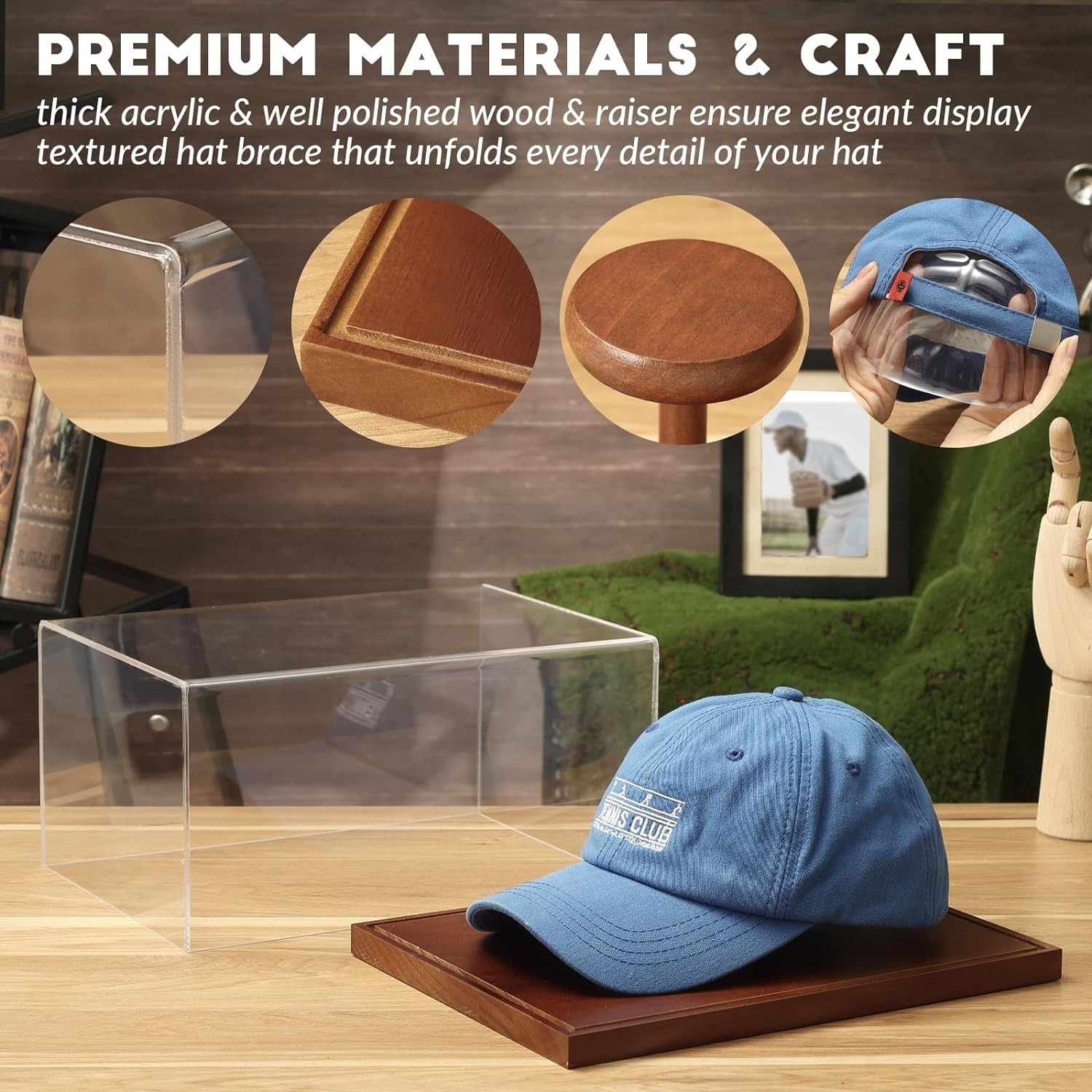Acrylic Baseball Cap Display Box with UV Protection