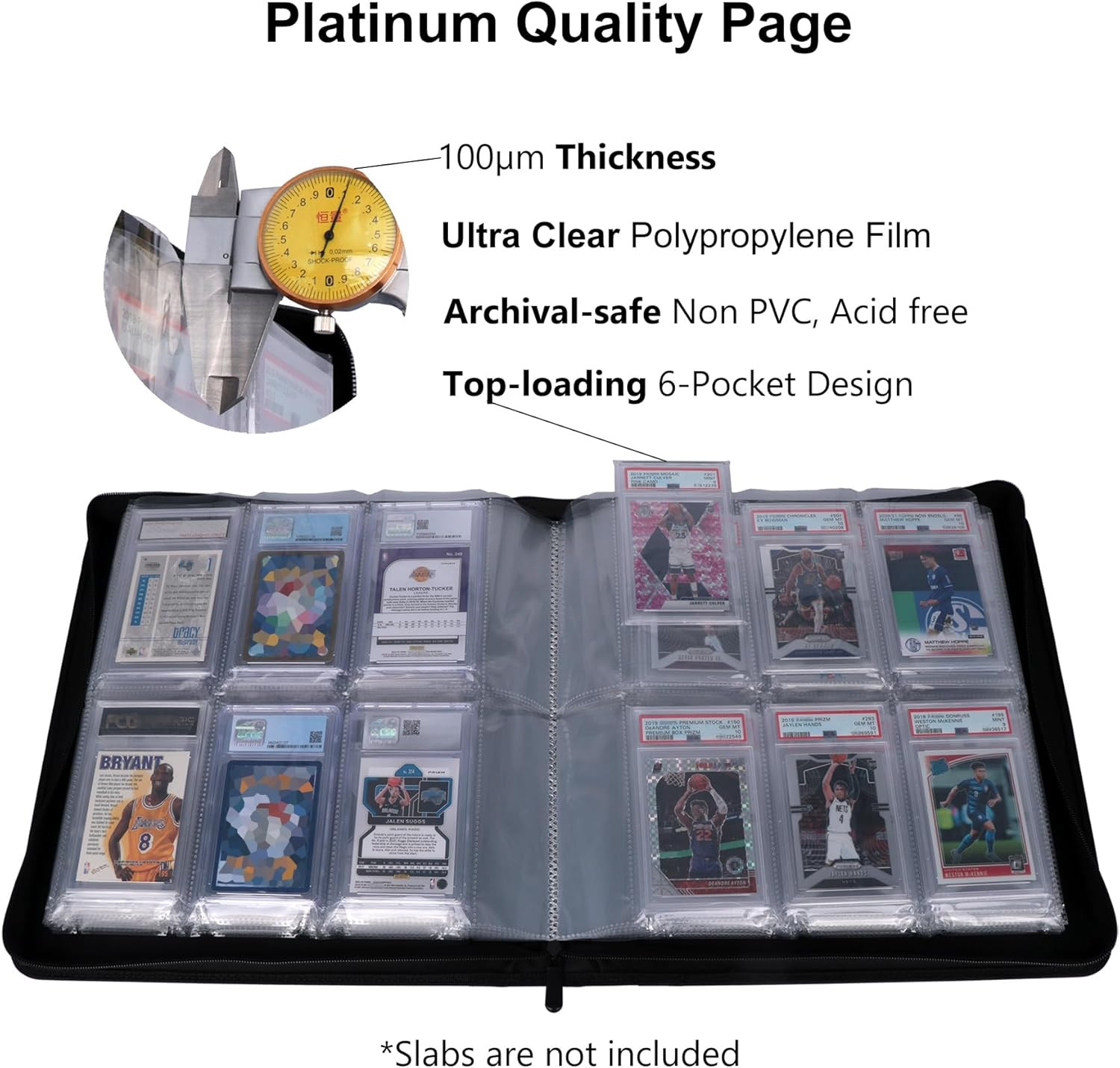 Graded Card Binder – Holds 72 PSA Slabs, 6 Pocket Slab Binder for PSA, CGC, CSG,