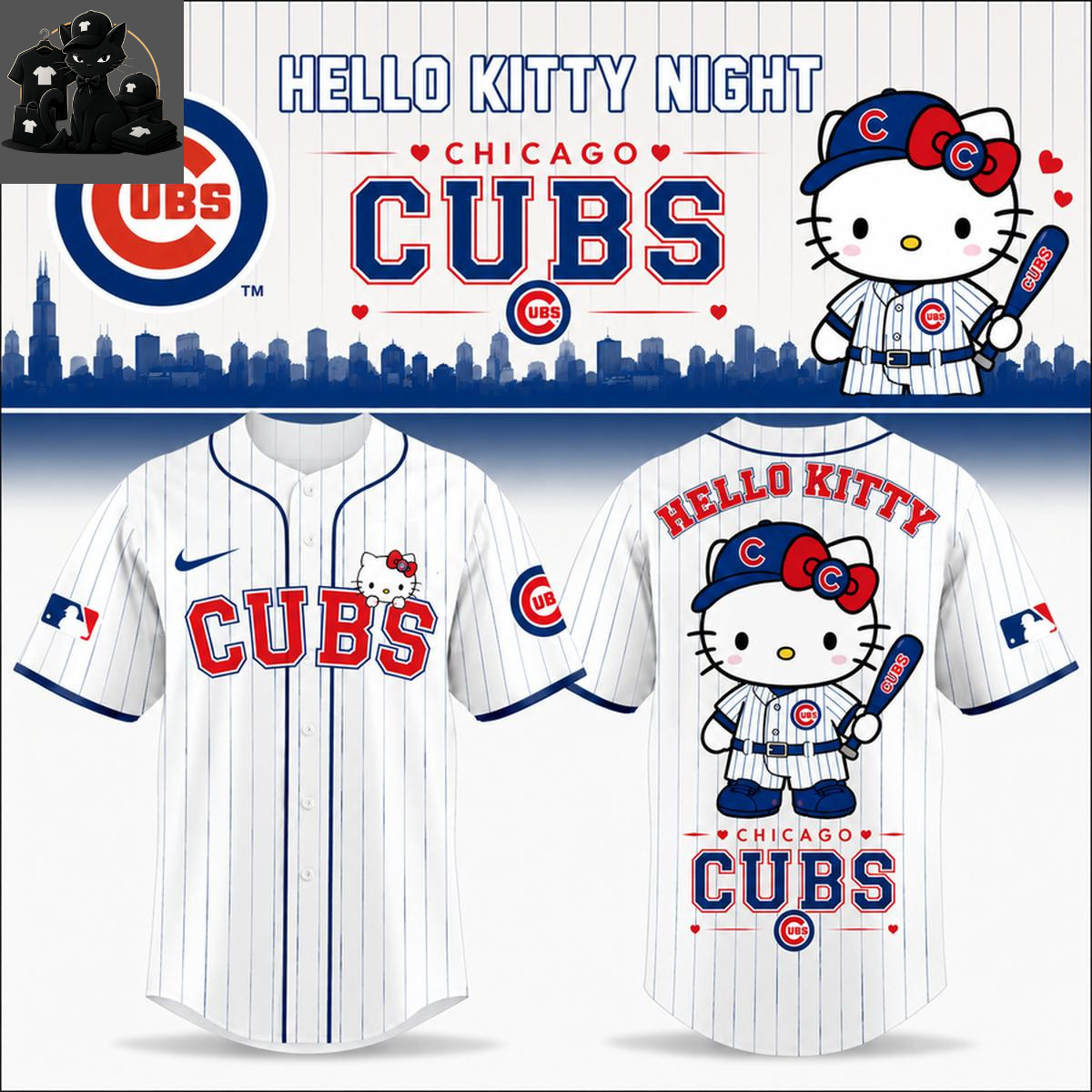 Chi.ca.go Cubs x Hello Kitty Night 2026 Baseball Jersey All Size S-5XL