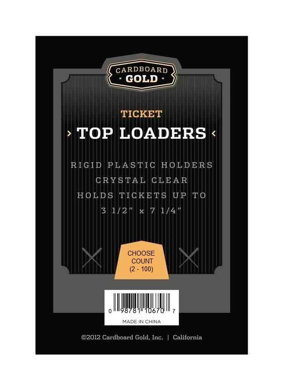 (2-100) 3″ x 7″ Ticket Toploaders Cardboard Gold Tickets Currency FREE SHIPPING