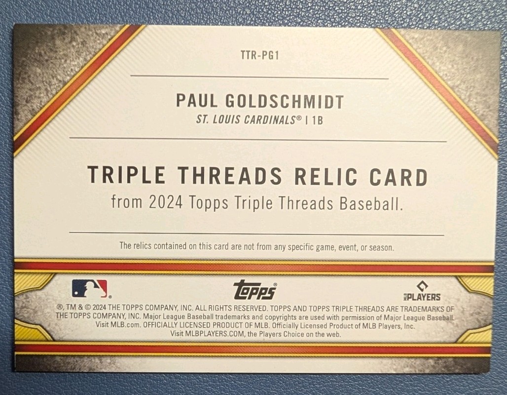 2024 Topps Triple Threads – Paul Goldschmidt OPS Leader Relic #TTR-PG1 #/36