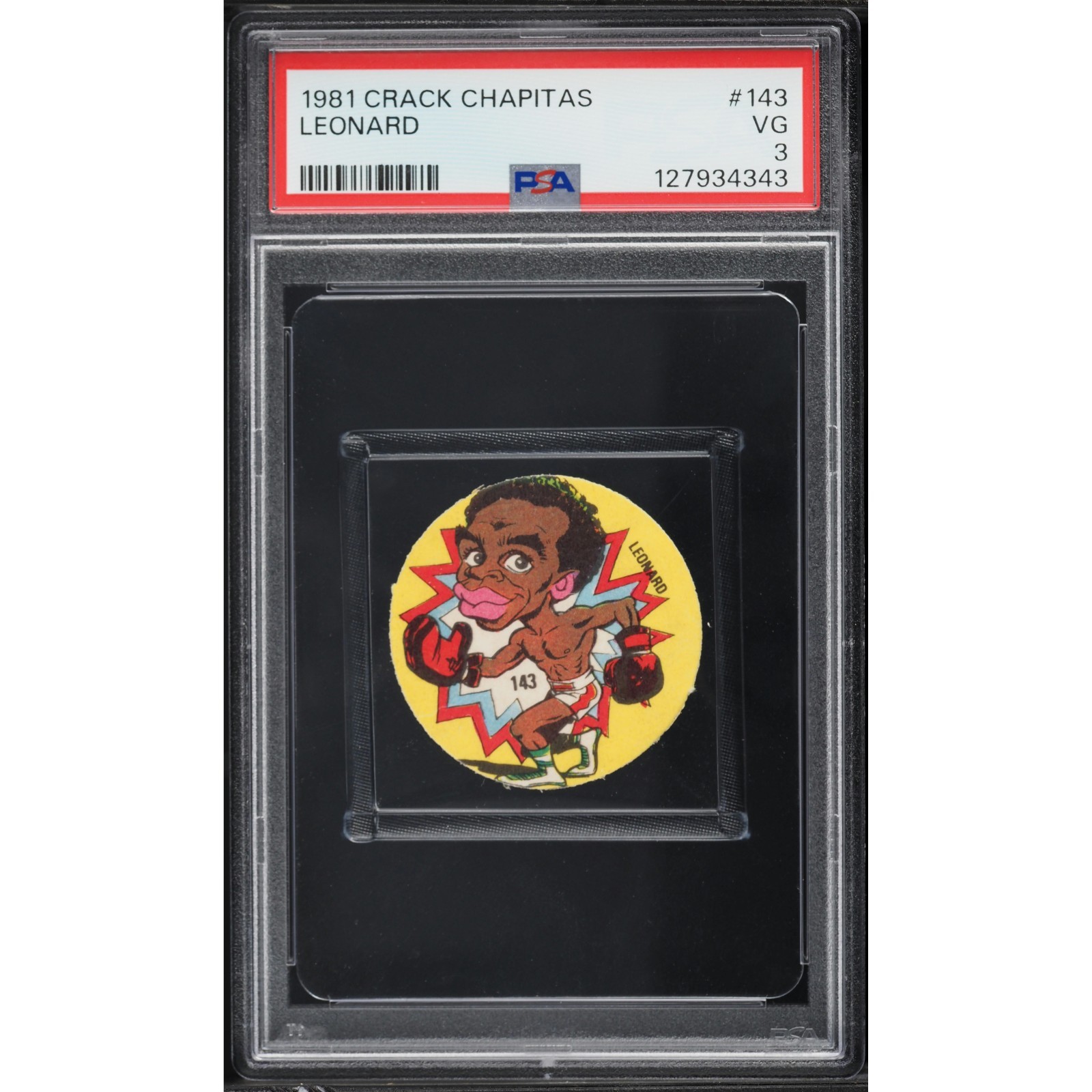 1981 Crack Chapitas #143 Sugar Ray Leonard PSA 3 RC Rookie Boxing Disc Card