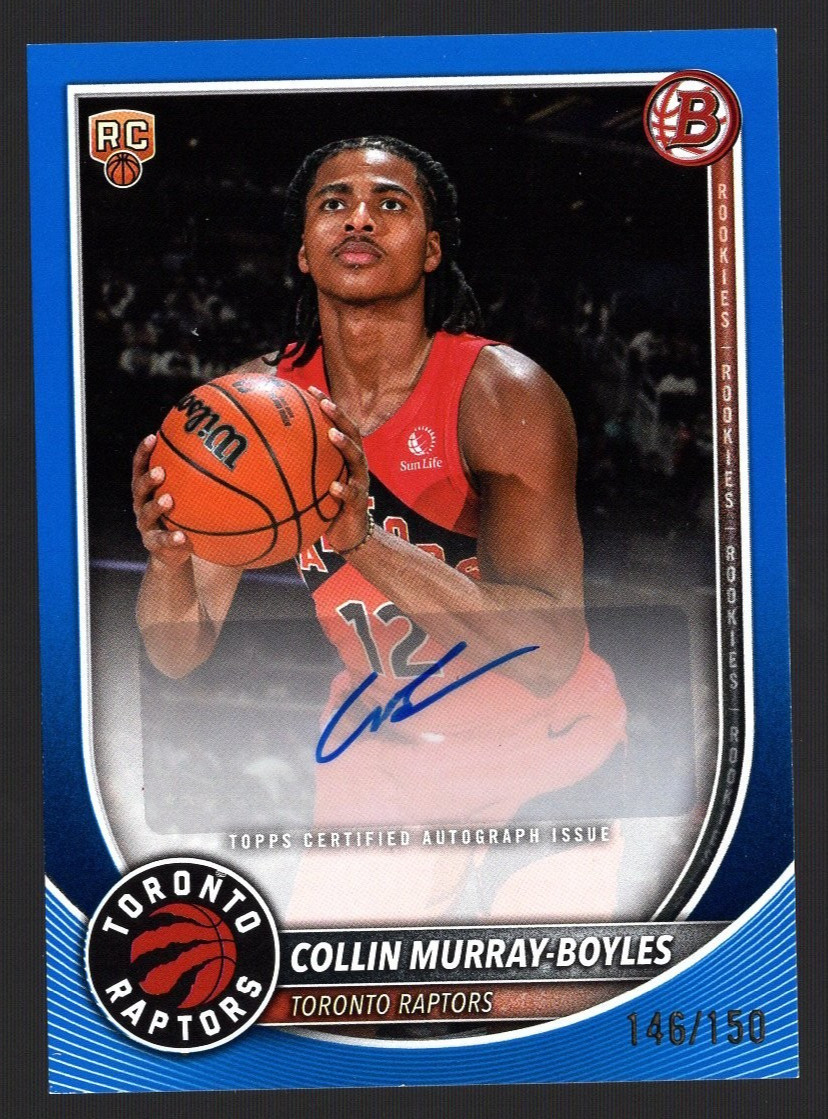 2025-26 Bowman Collin Murray-Boyles RC Auto True Blue /150 RVA-CMB Raptors