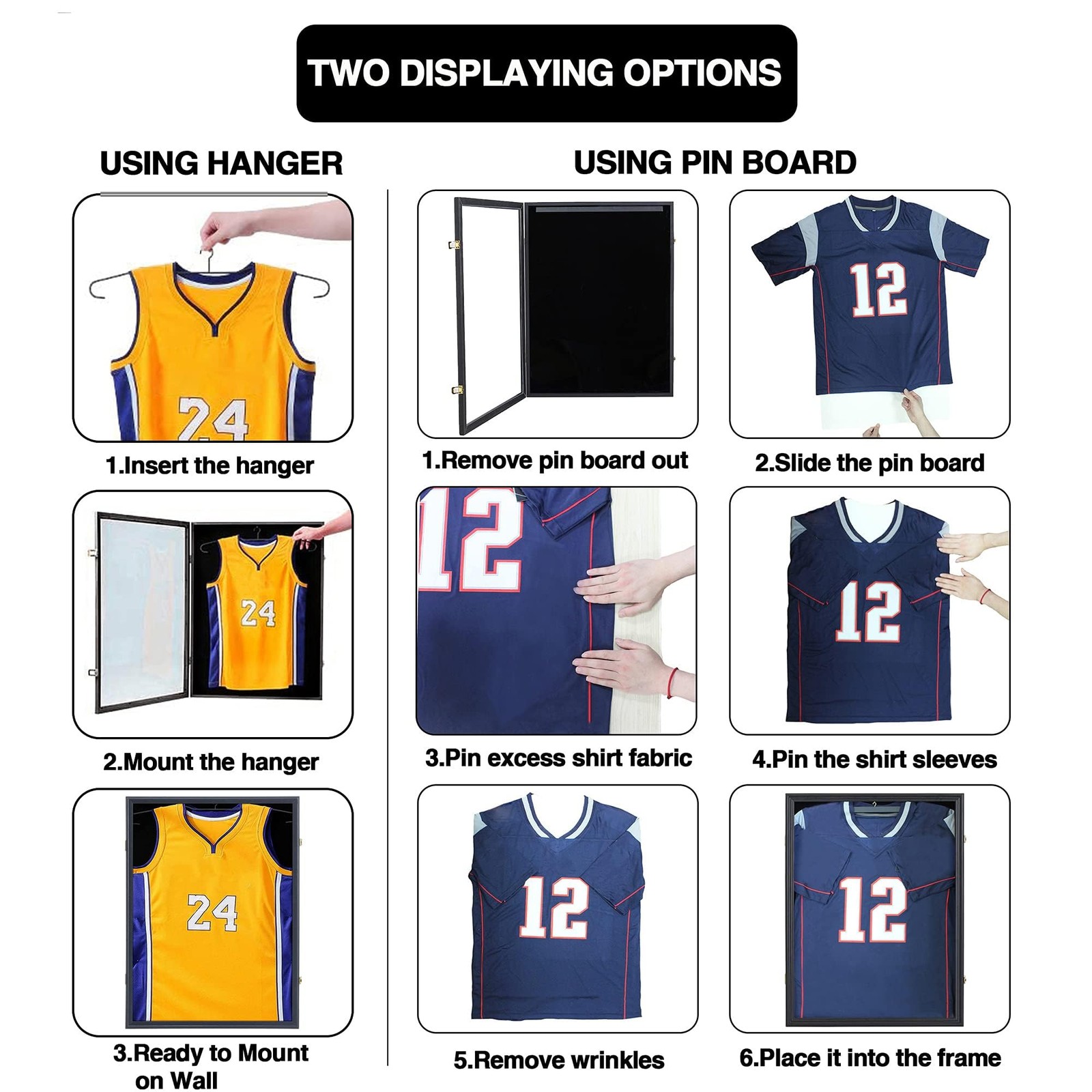Jersey Frame Display Case, Large Lockable Shadow Box Sports Jersey Frame with…