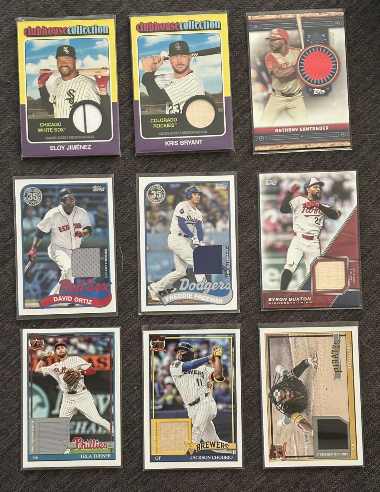 9 Card Baseball Card Lot Memorabilia and Patch Cards Topps HH# Update 2024,26