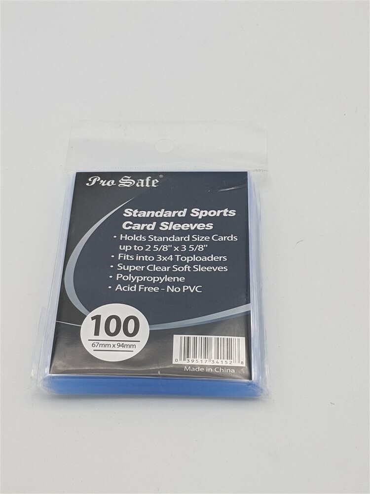 Pack of 100 Pro Safe Standard Sports Trading Card Soft Clear Poly Sleeves