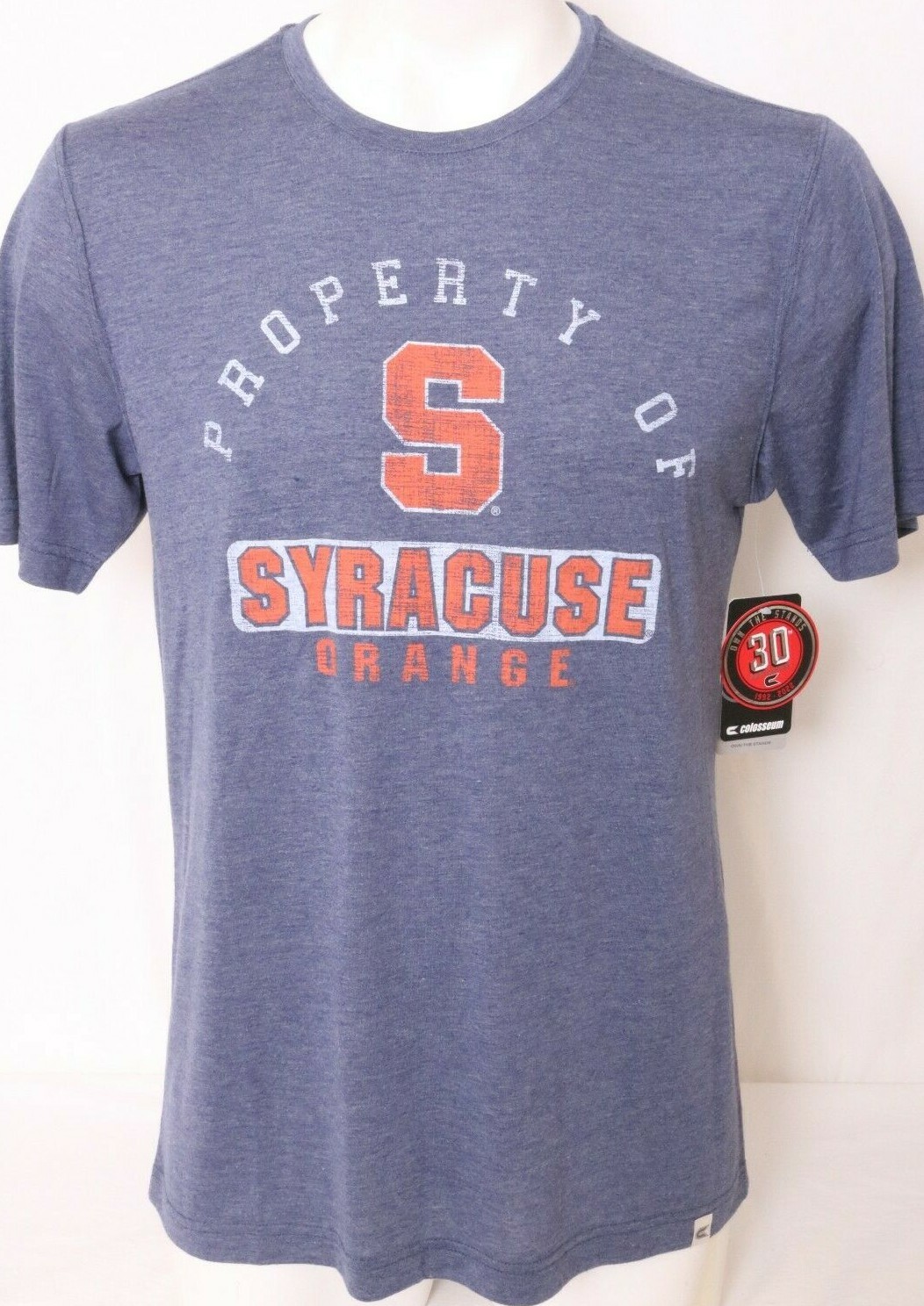 NEW Syracuse Orange Colosseum Blue Distressed SS Crew Neck Tee T-Shirt Men’s L