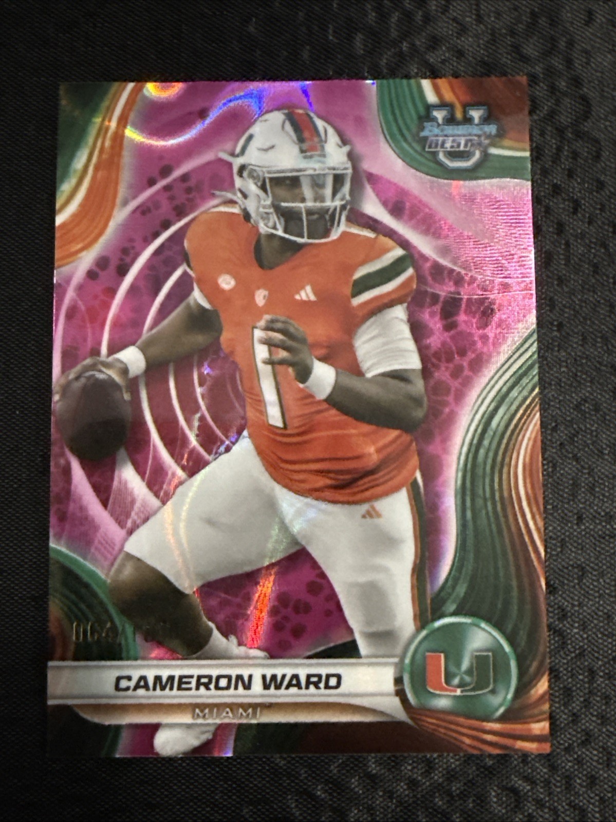 CAMERON WARD 2024 Bowman Best U Pink Lava #’d /100 Cam Ward #8 UMiami / Titans ?