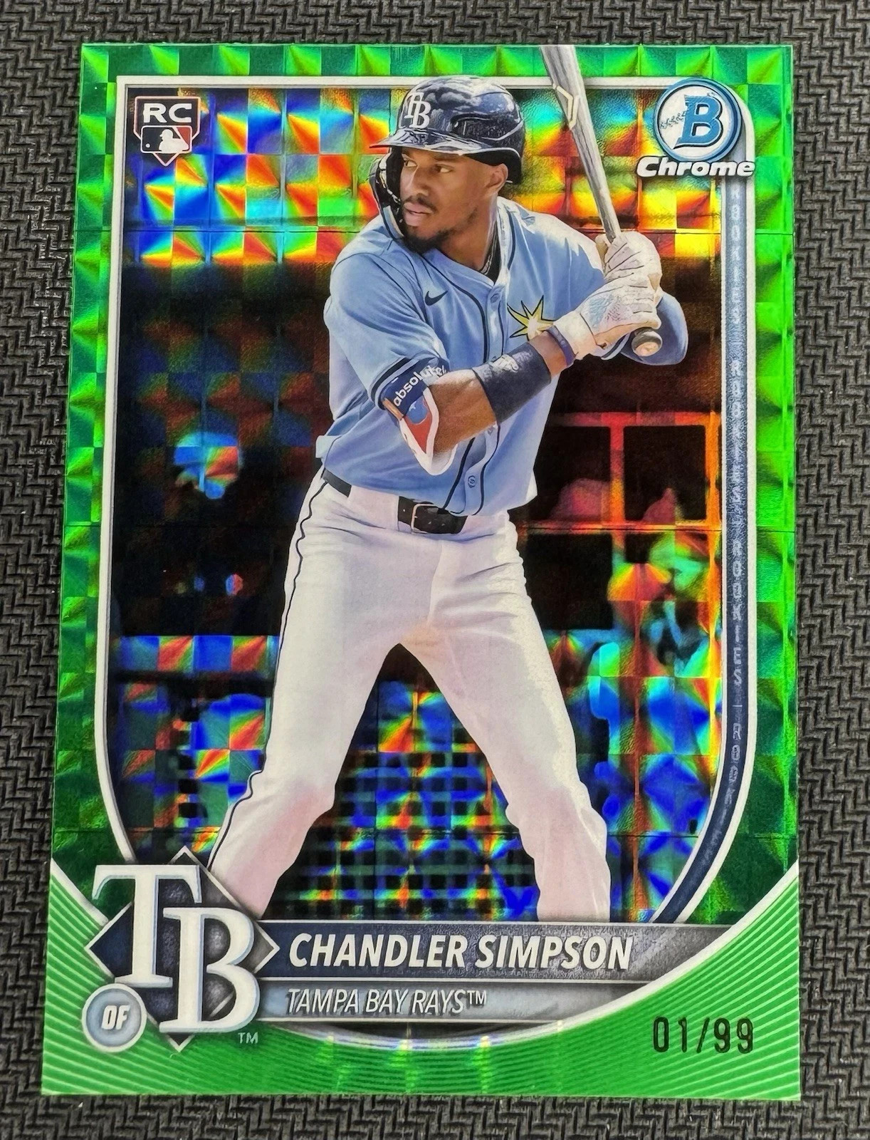 2025 Bowman Chrome Chandler Simpson RC Green Geometric (/99) #18 Tampa Bay Rays