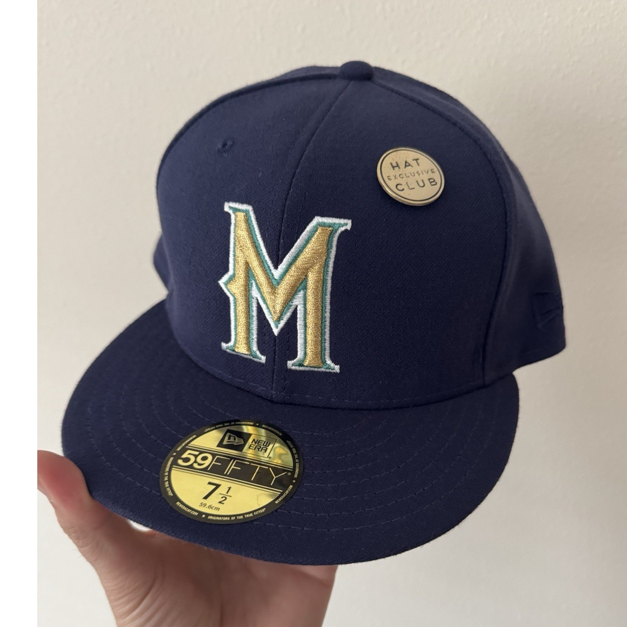 New Era 59FIFTY Milwaukee Brewers 1997 Road Cap Navy Size 7 1/2 Hat Club