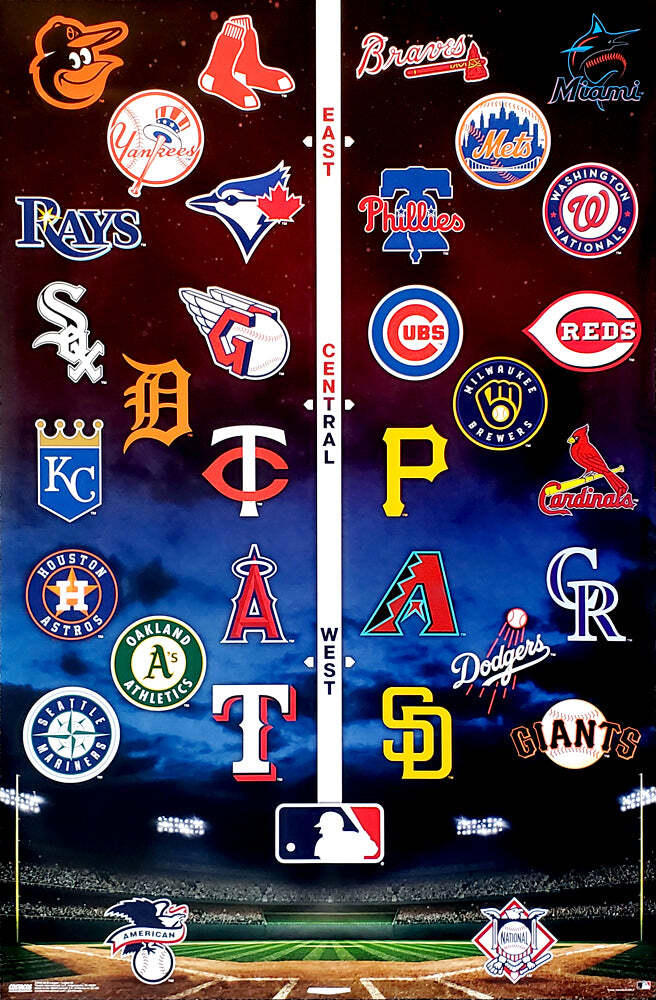 MLB Major League Baseball ALL 30 TEAM LOGOS Official 22×34 WALL POSTER