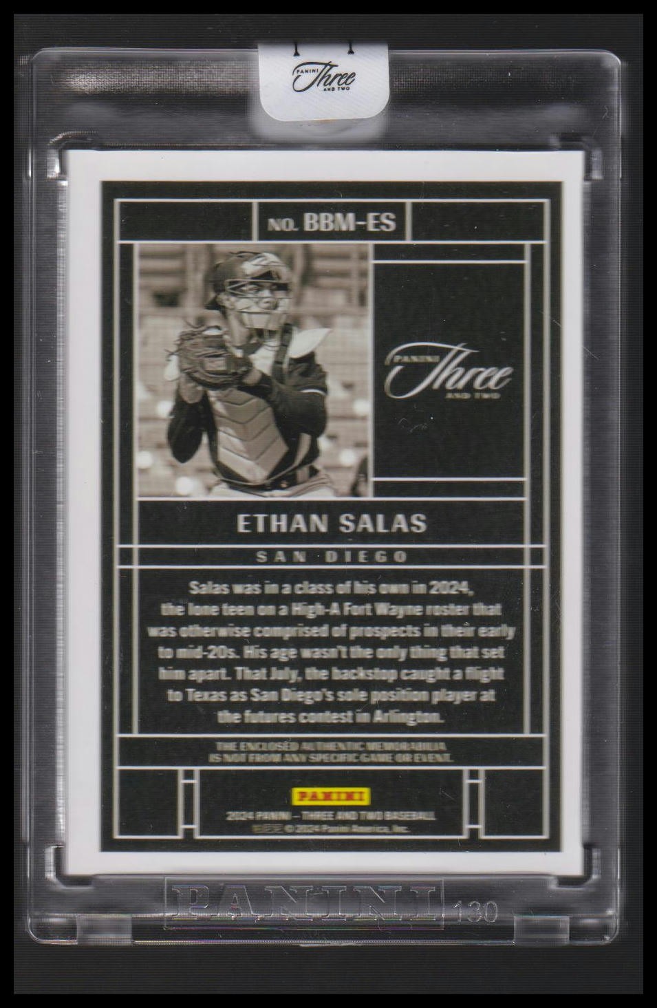 Ethan Salas 2024 Panini Three and Two #BBM-ES Baseball’s Best Memorabilia #/32