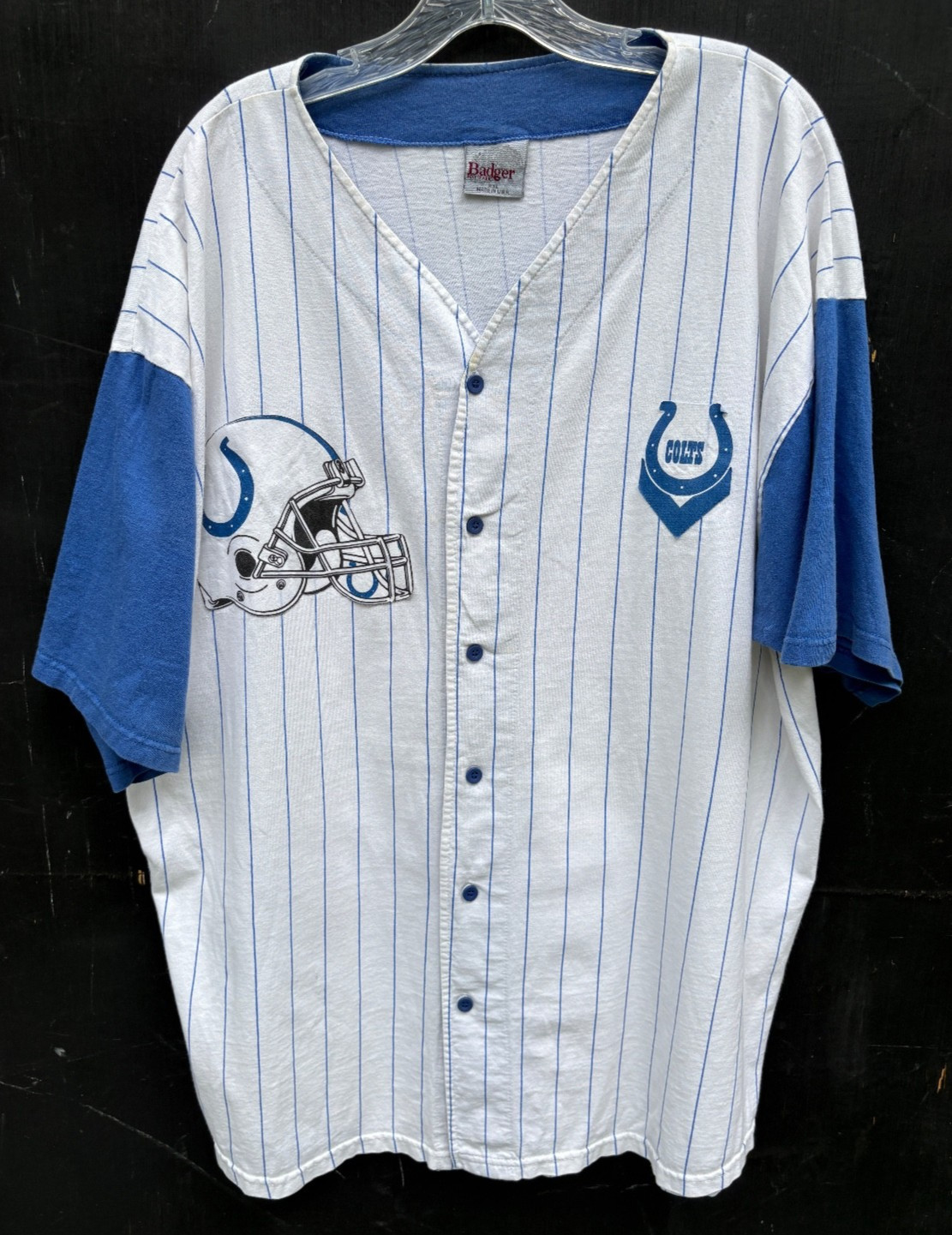 Vintage Indianapolis Colts Baseball Jersey Shirt by Badger Mens XXL 100% Cotton