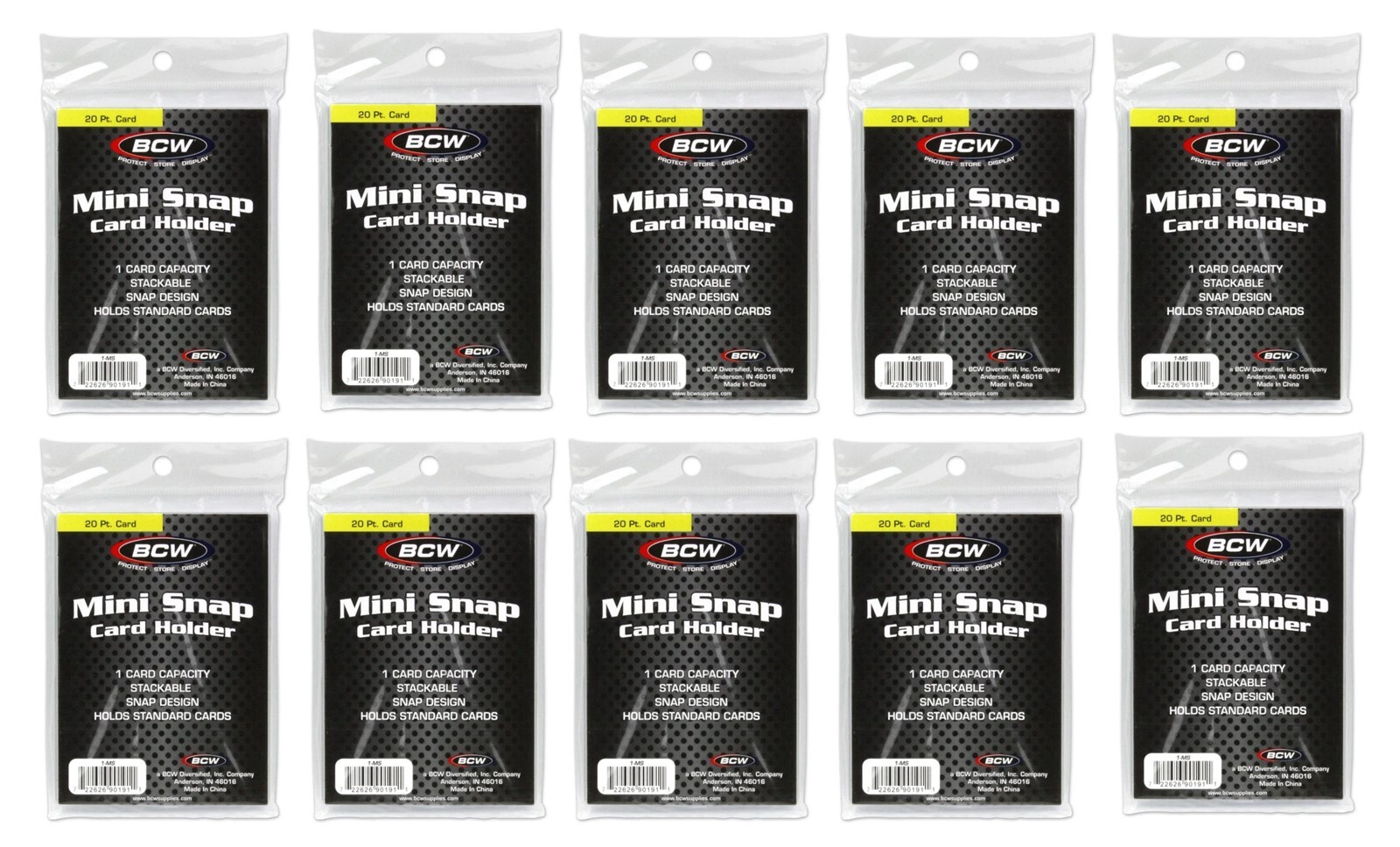 10 BCW Mini Snap Card Holder Titer Sport / Gaming Card Snaplock 20 Pts Stackable
