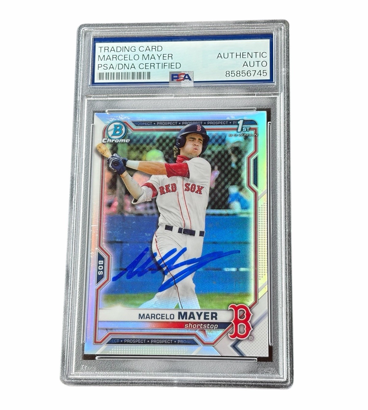 Marcelo Mayer Signed 1st Refractor 2021 Bowman Chrome Draft PSA Auto Red Sox