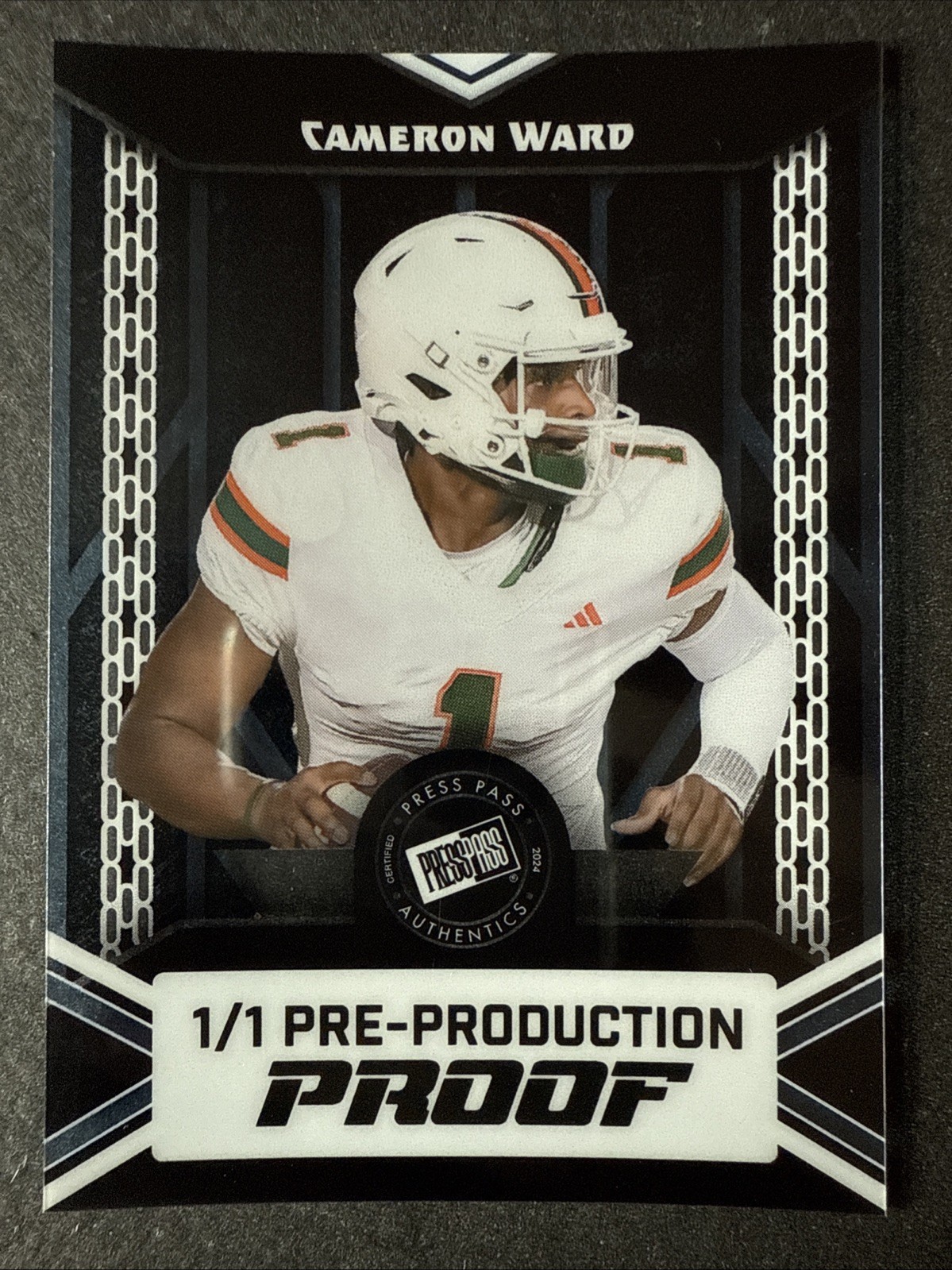 Cameron Ward Rookie 1/1 2024 Leaf Collective Press Pass Clear Light Blue Proof