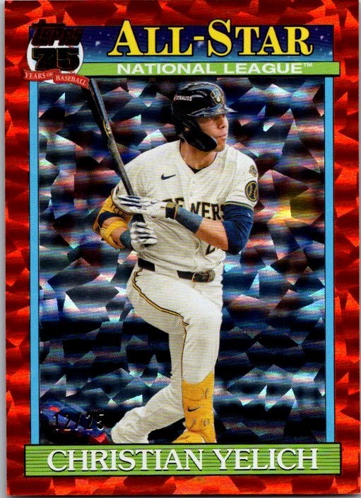 Christian Yelich 2026 Topps Series 2 Orange FOIL/WHITE JERSEY /25 Brewers