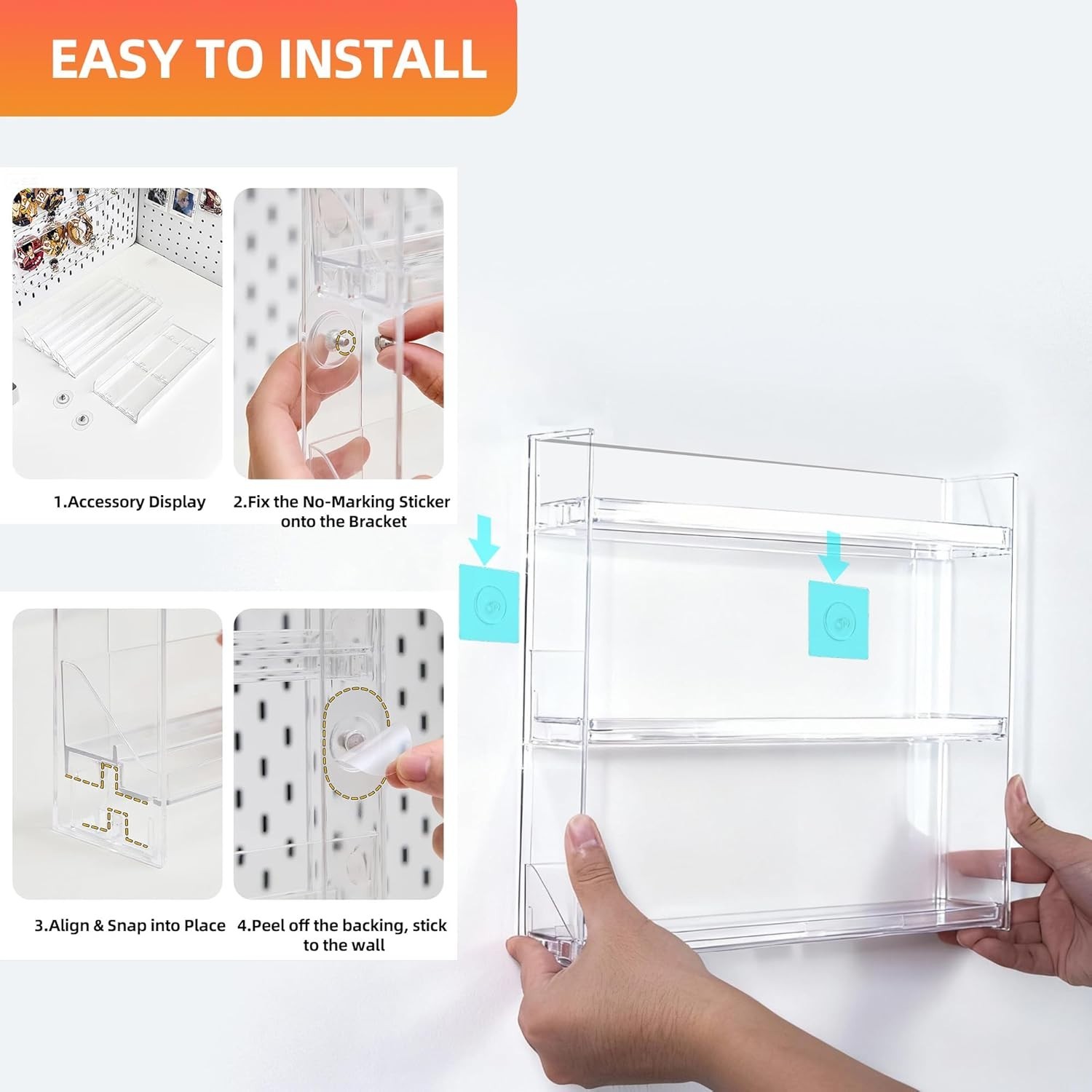 3-Tier Clear Card Display Stand, Wall-Mounted or Desktop Graded Card Holder w…