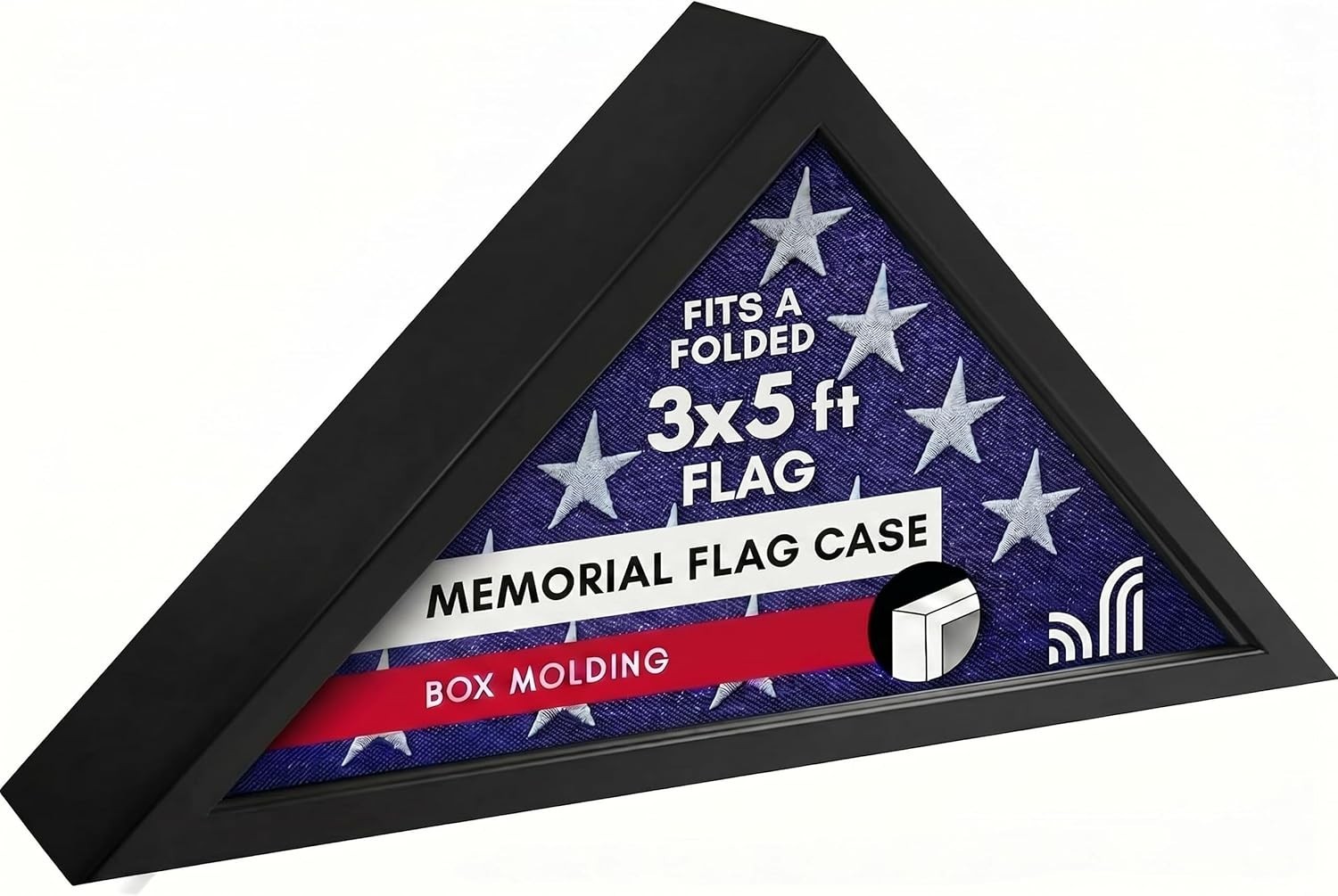 Stylish Black Flag Display Case for 3×5′ Ceremonial Flags – Triangular Shape