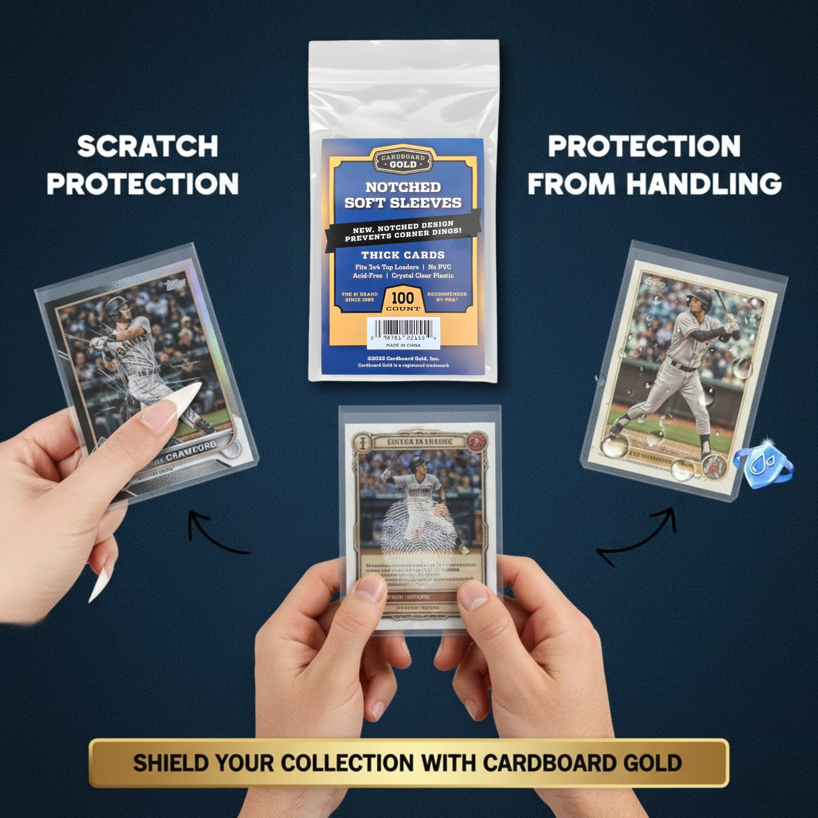 10,000 CBG Premium Easy Glide Notched Easy Load THICK Card Soft Sleeves 🔥
