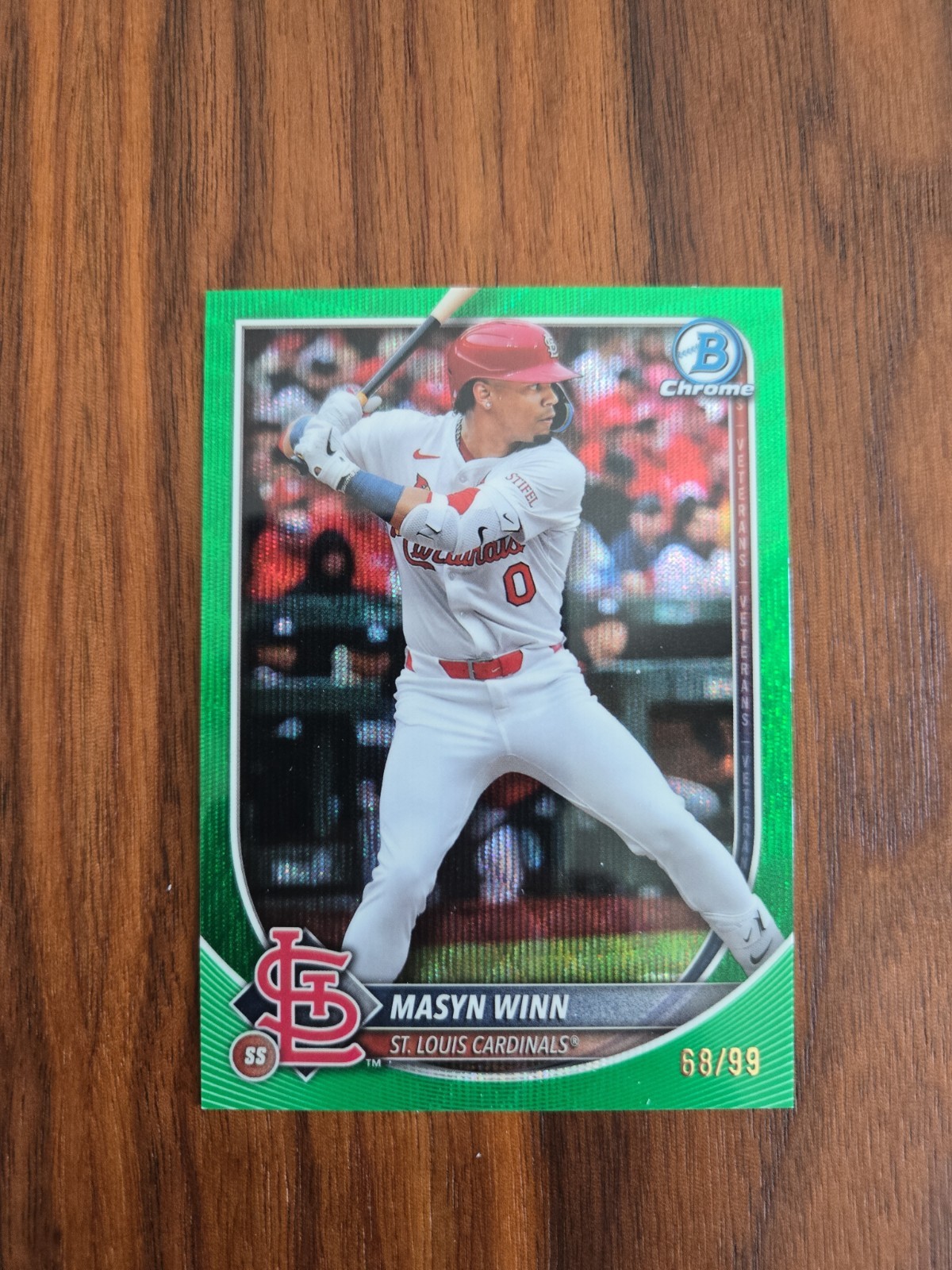 2025 Bowman Chrome – Masyn Winn, Masyn Winn #64 Green Wave Refractor /99